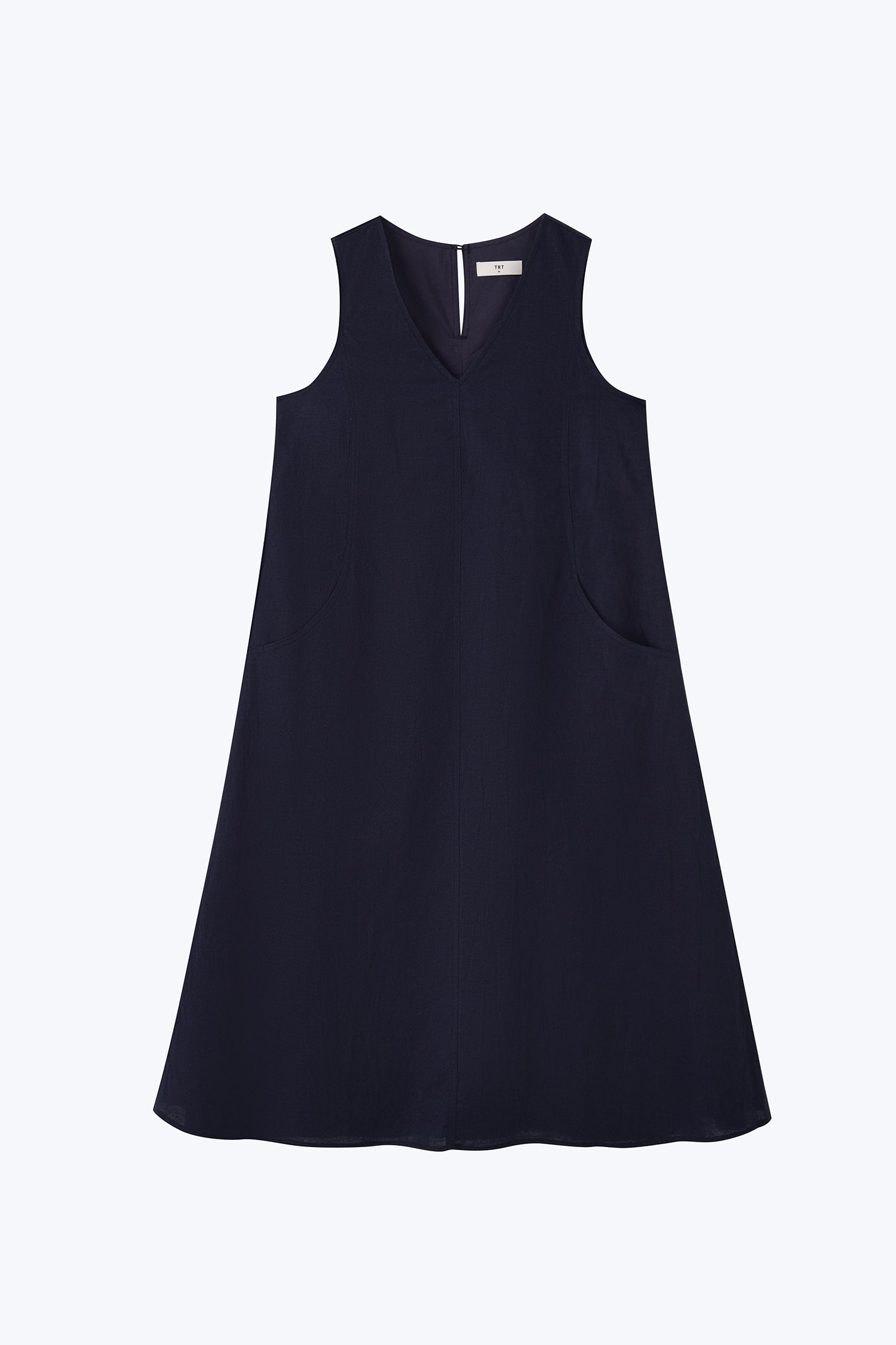 Panelled Sleeveless Dress - Navy