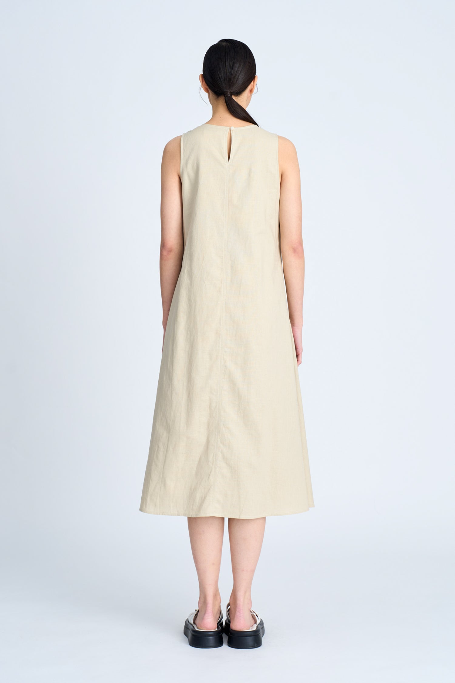 Panelled Sleeveless Dress - Sand