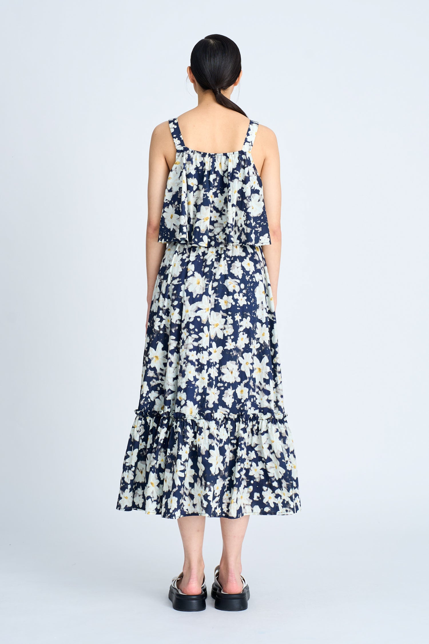 Floral Ruffle Dress - Floral Navy