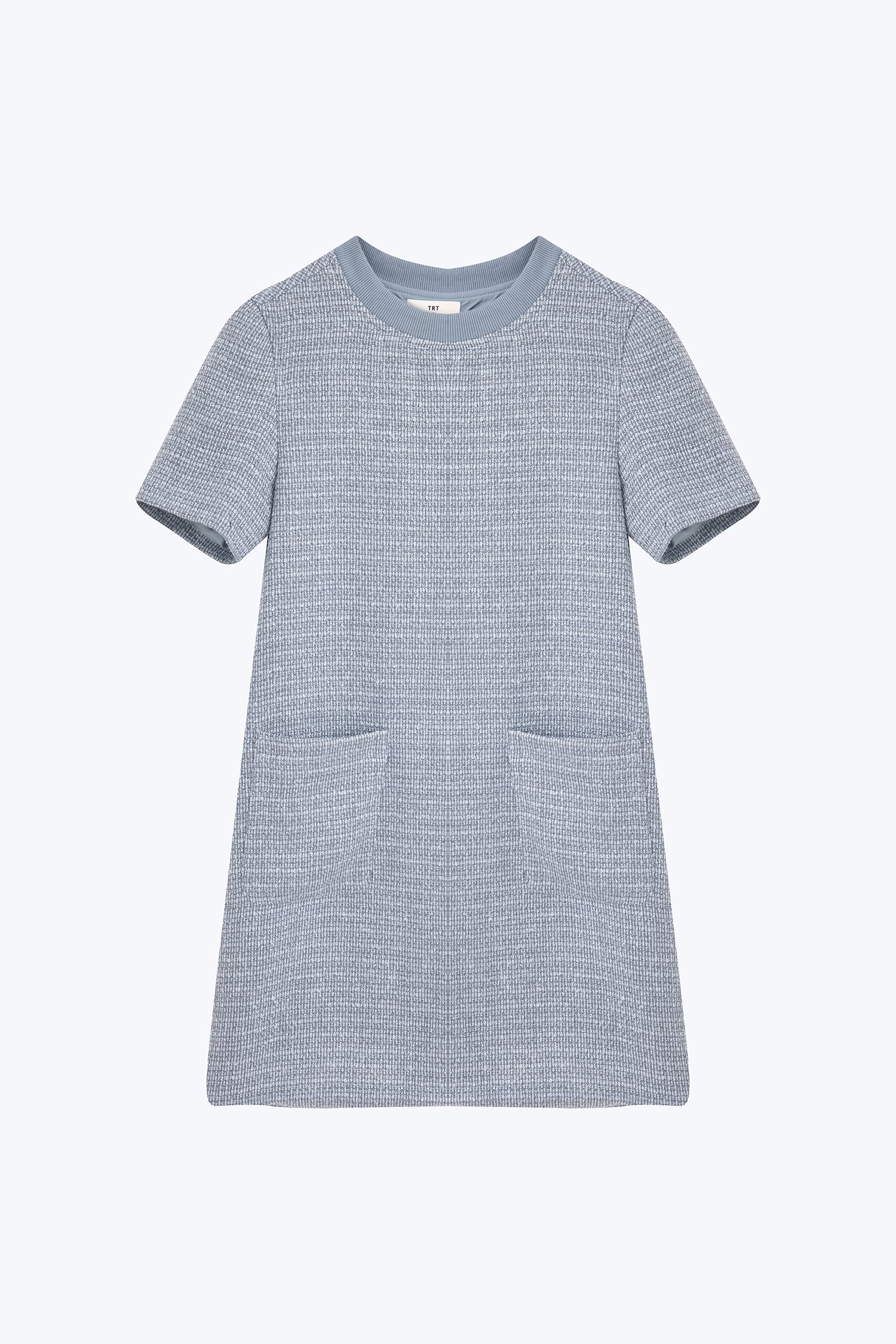 Tweed Short Sleeve Dress - Dusty Blue