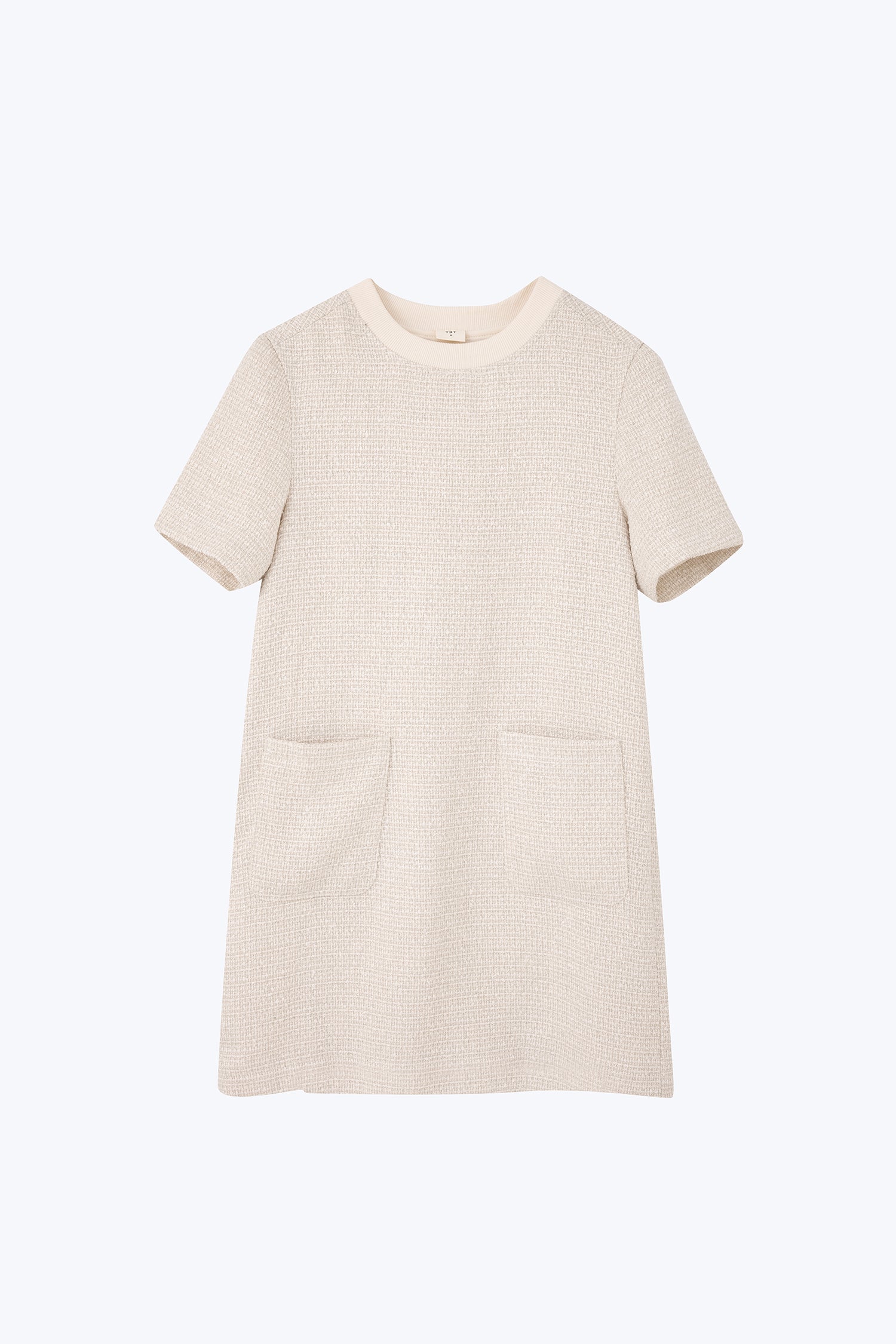 Tweed Short Sleeve Dress - Sand
