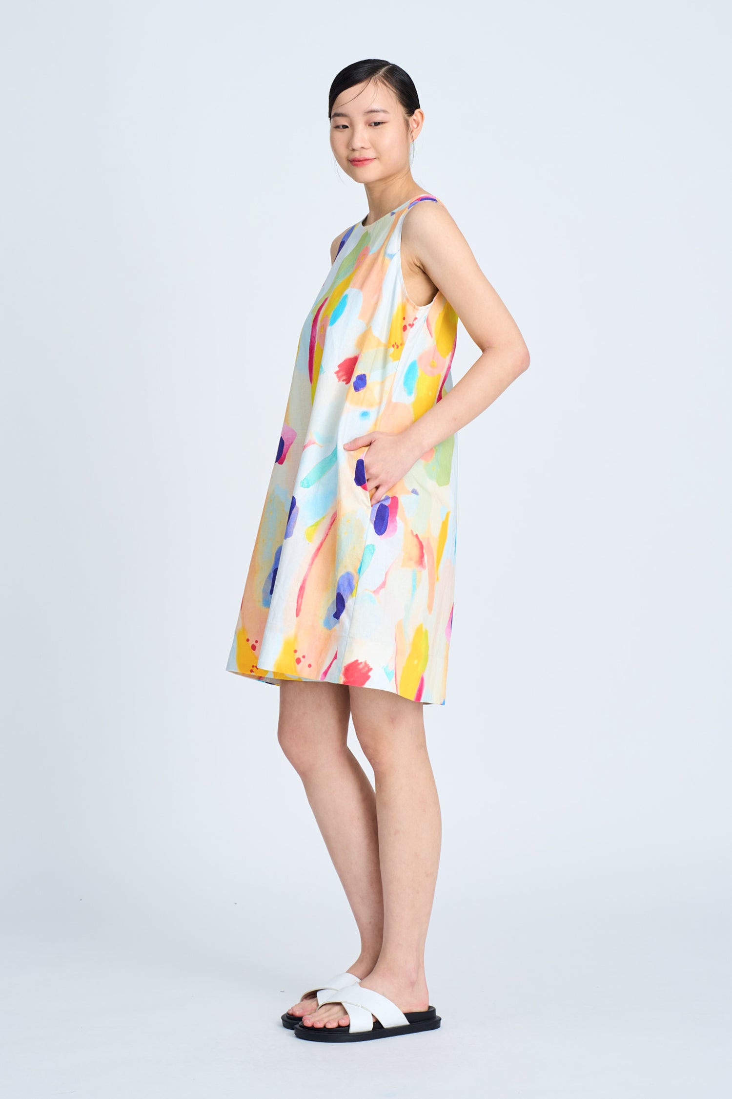 Watercolour Sleeveless Dress - Watercolour