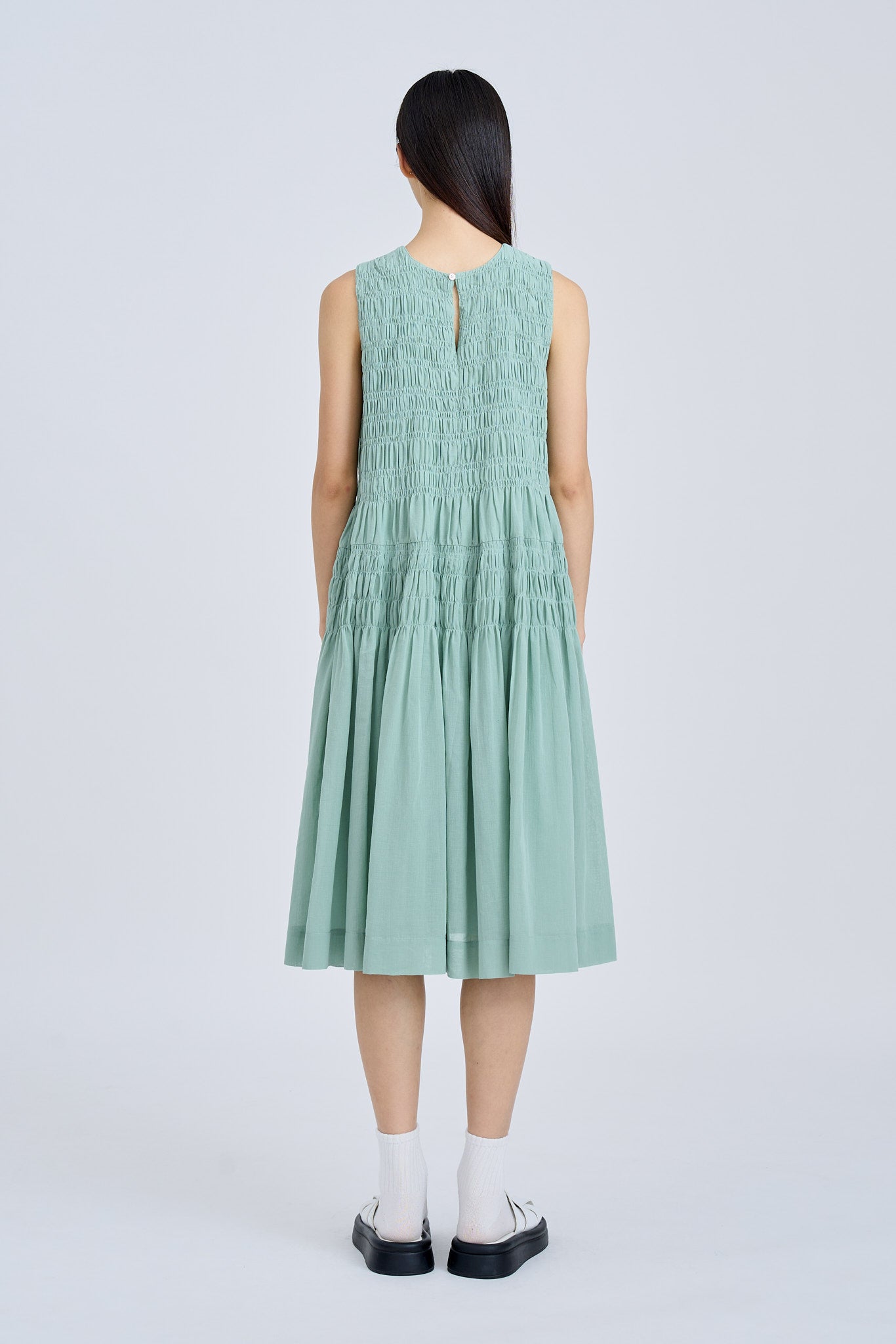 Sleeveless Smocked Dress - Ice Green