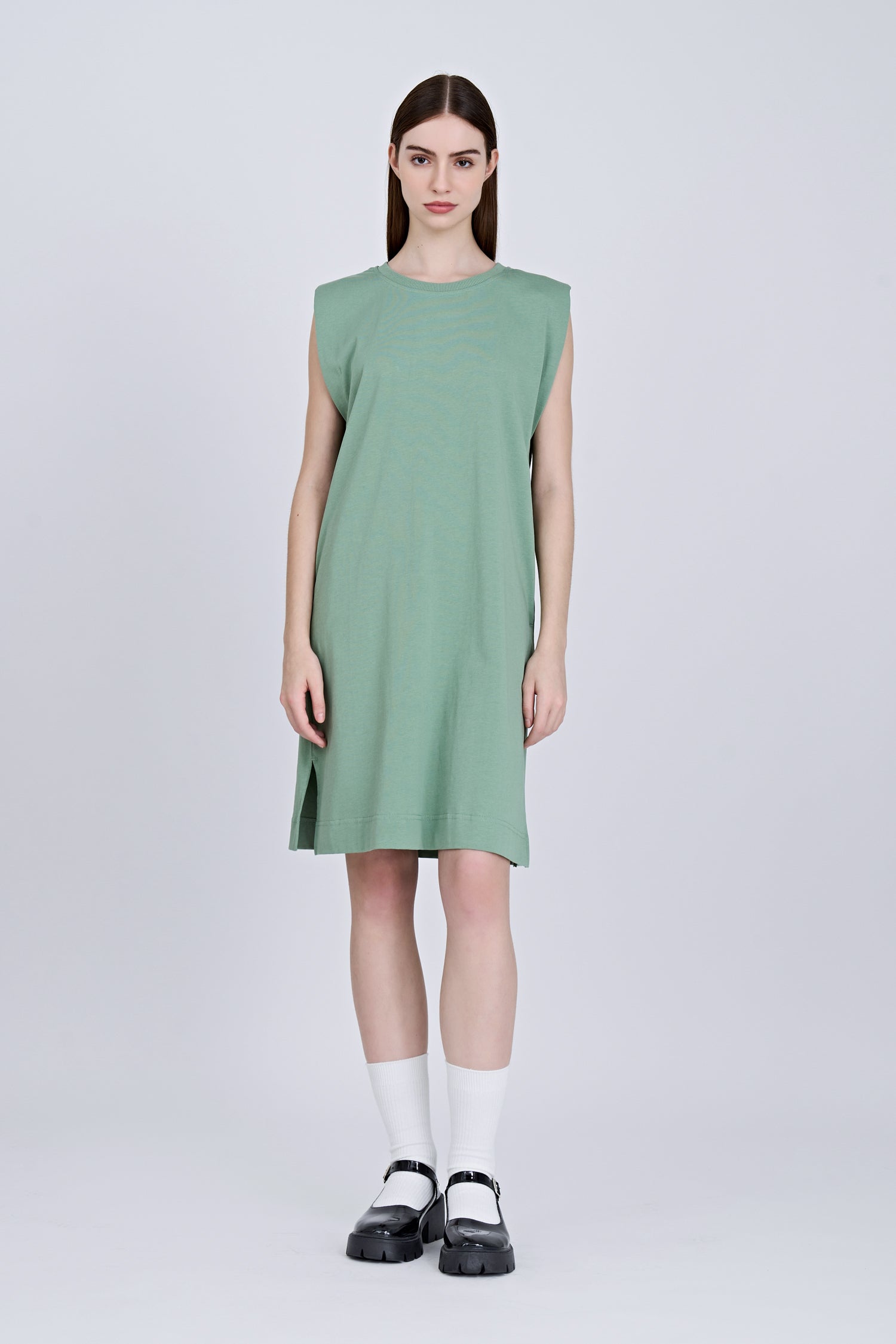 Shoulder Padded Dress - Pistachio