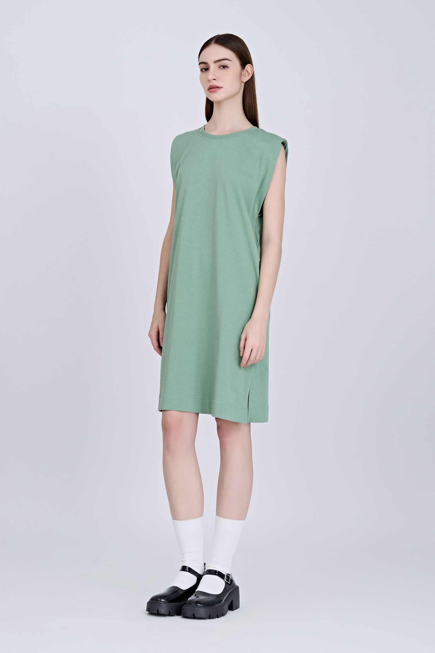 Shoulder Padded Dress - Pistachio
