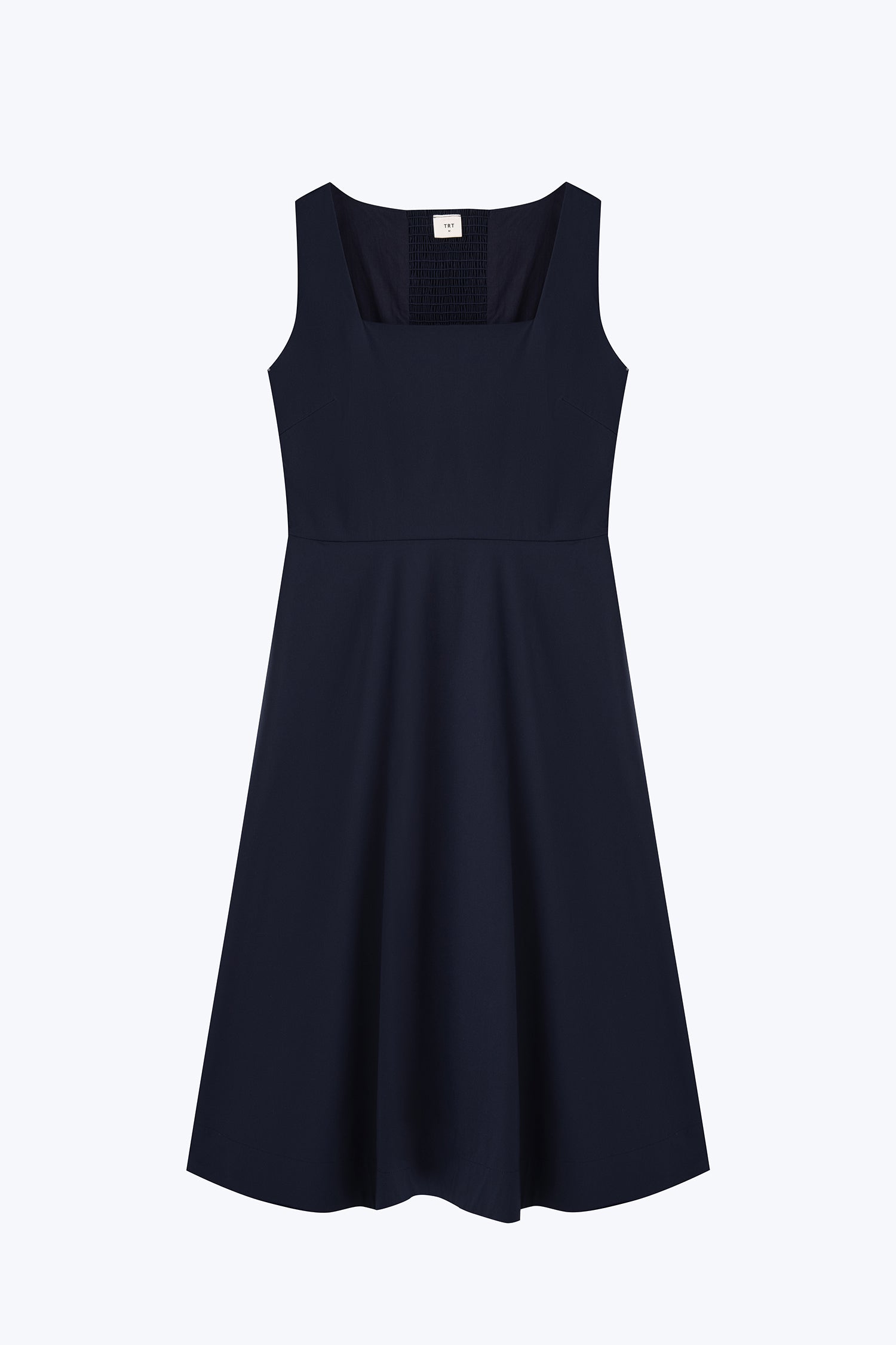 Square Neck Flare Dress - Navy