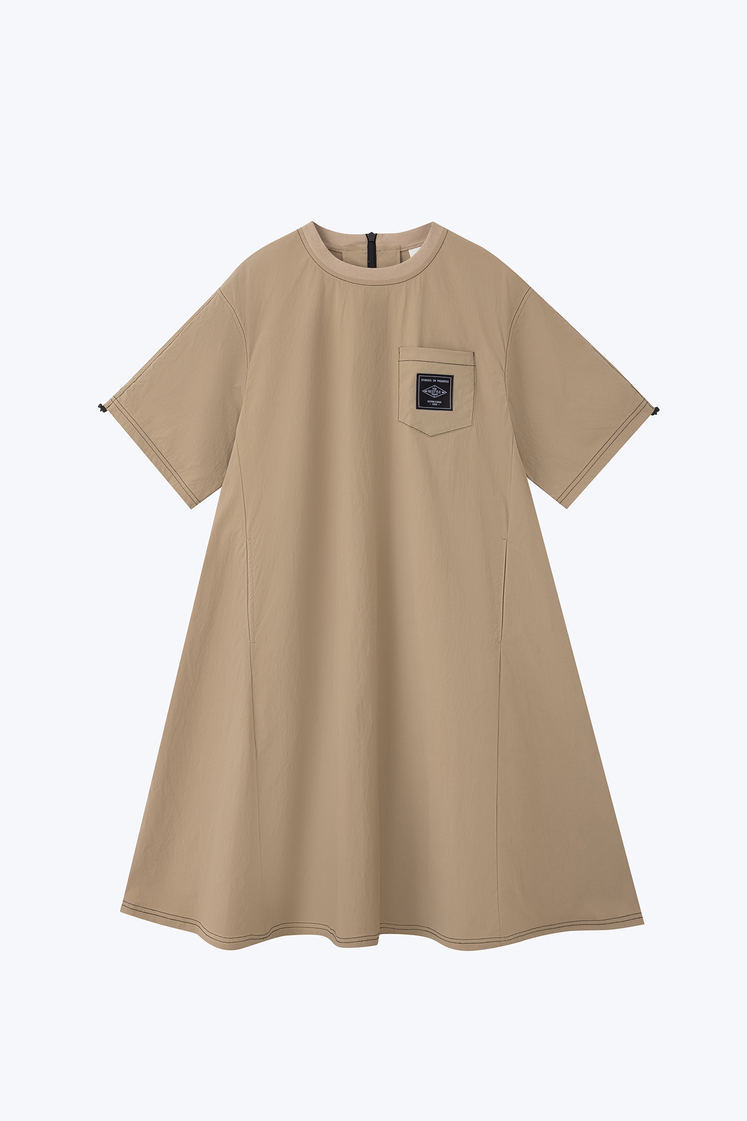 Short Sleeve Tent Dress - Khaki