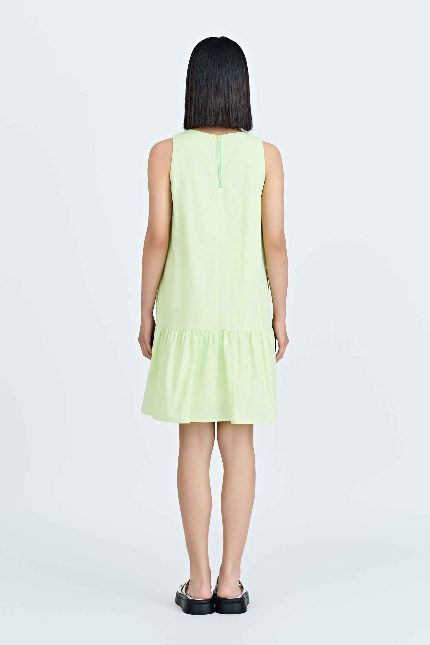 Ruffle Hem Sleeveless Dress - Melon