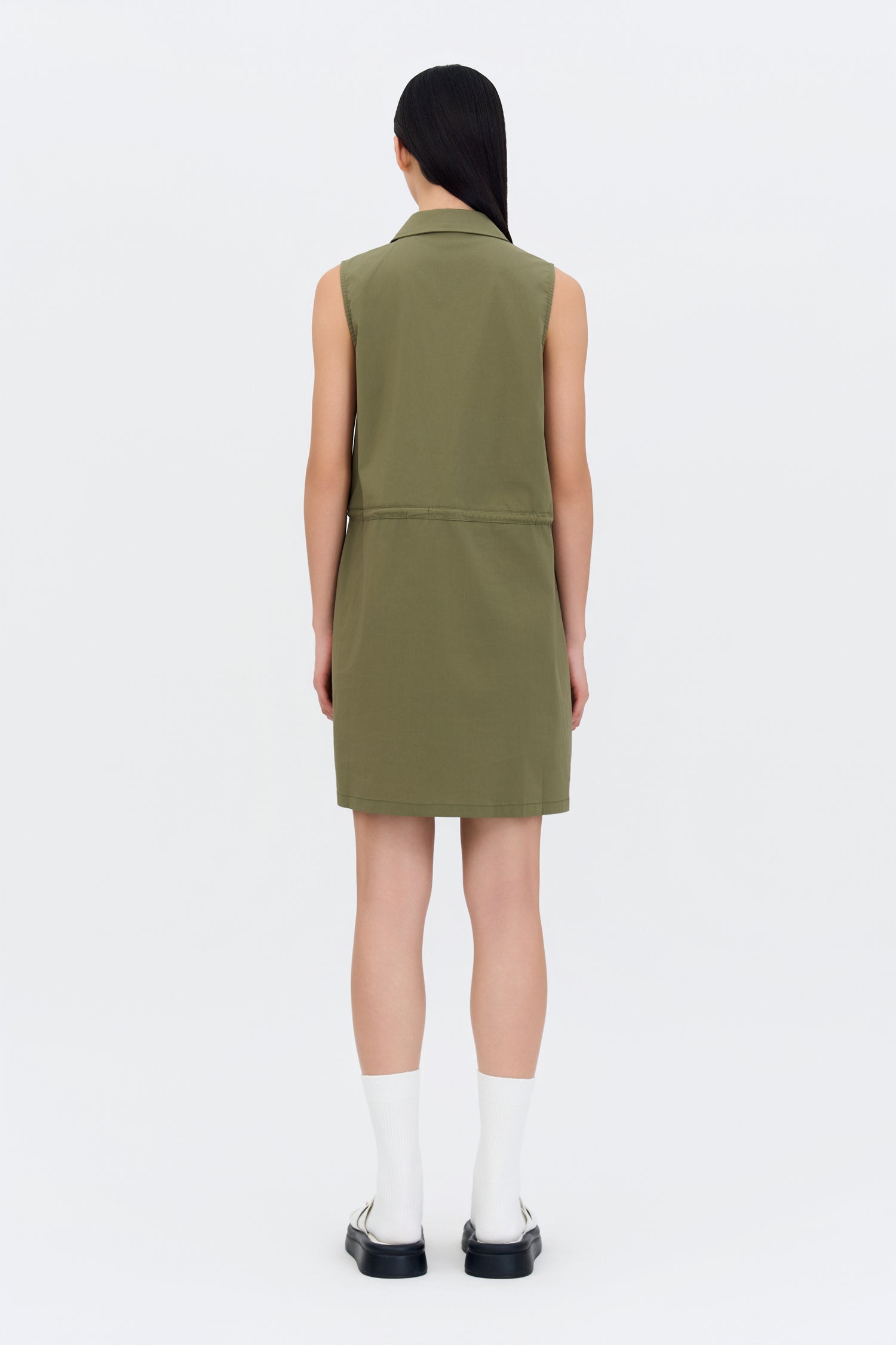 Collared Cargo Dress - Khaki Green