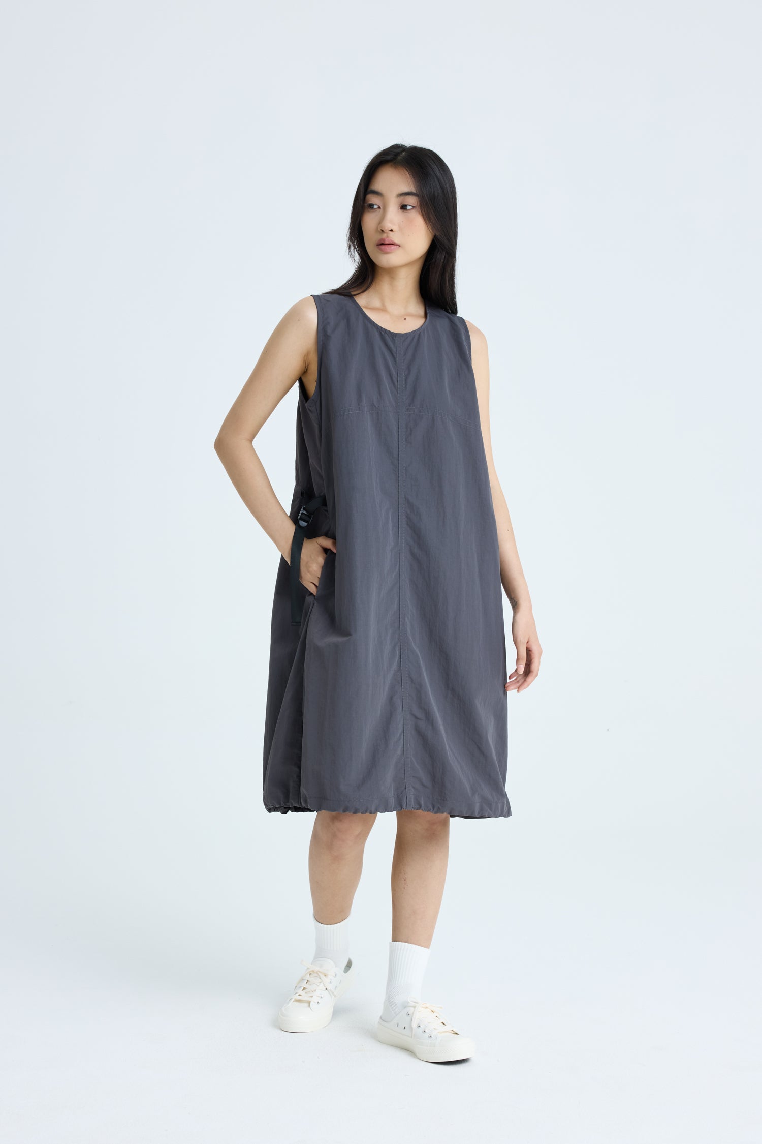 Side Buckle Dress - Charcoal