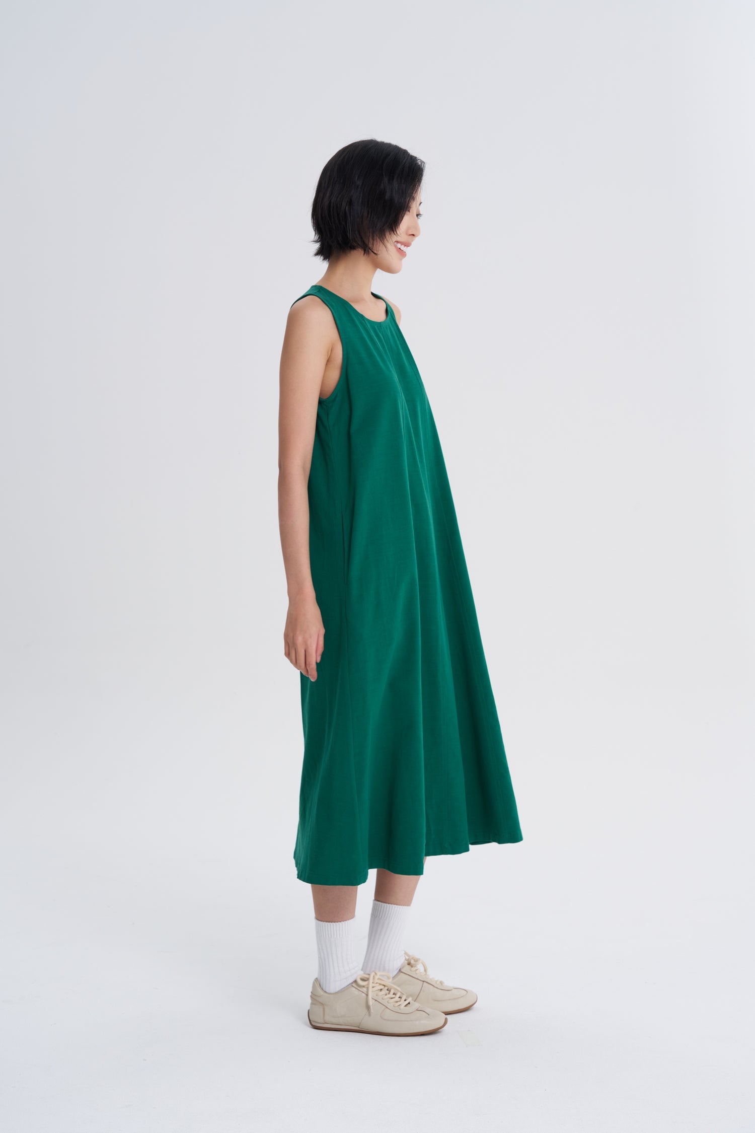 Sleeveless Panel Dress - Moss