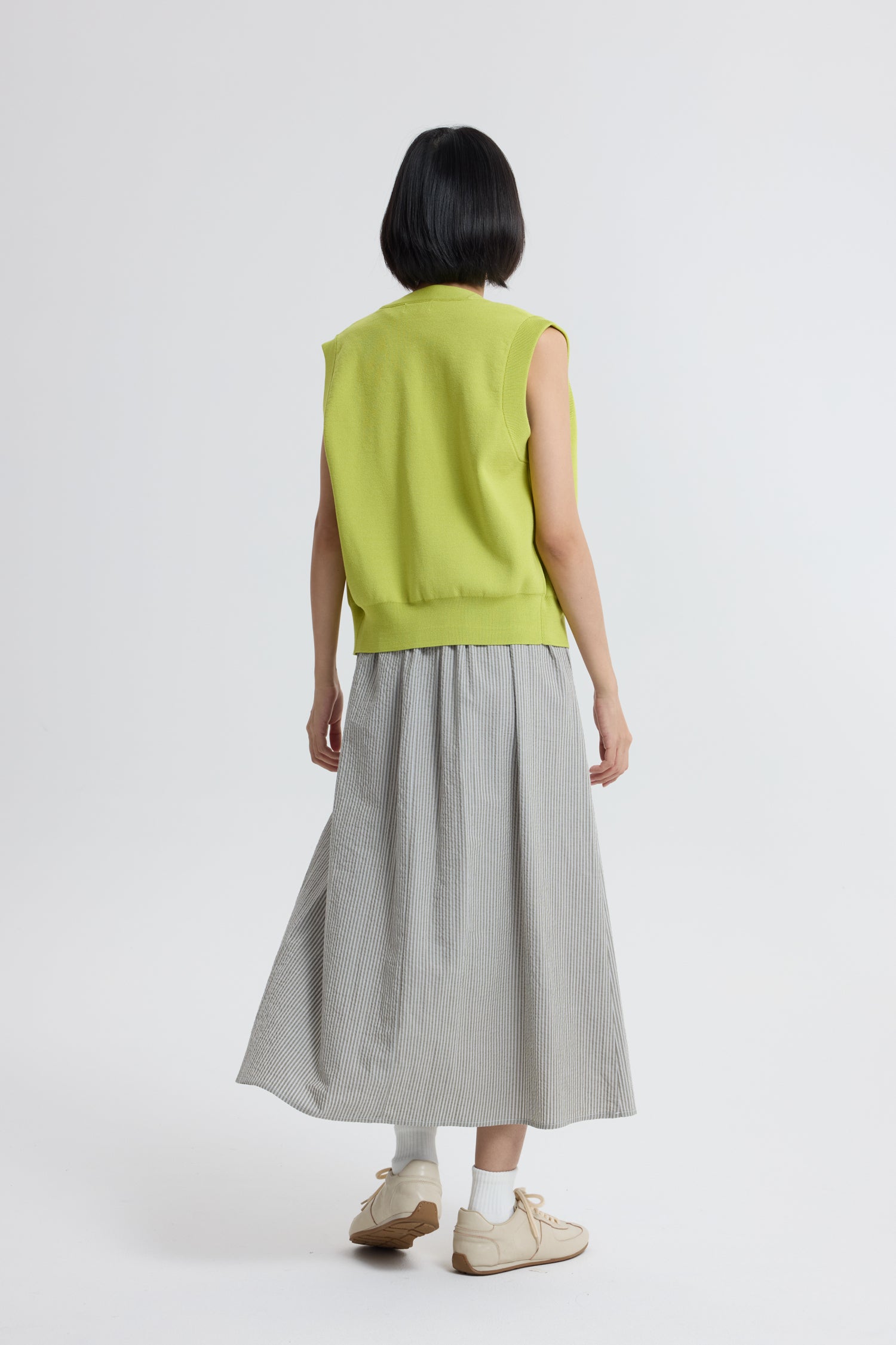 Striped Flare Dress - Cream