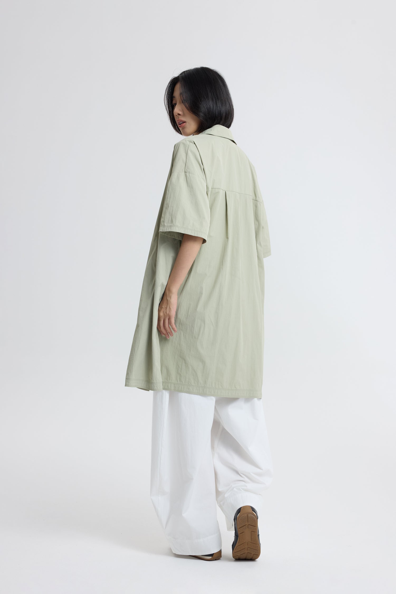 Button Down Collared Dress - Sage