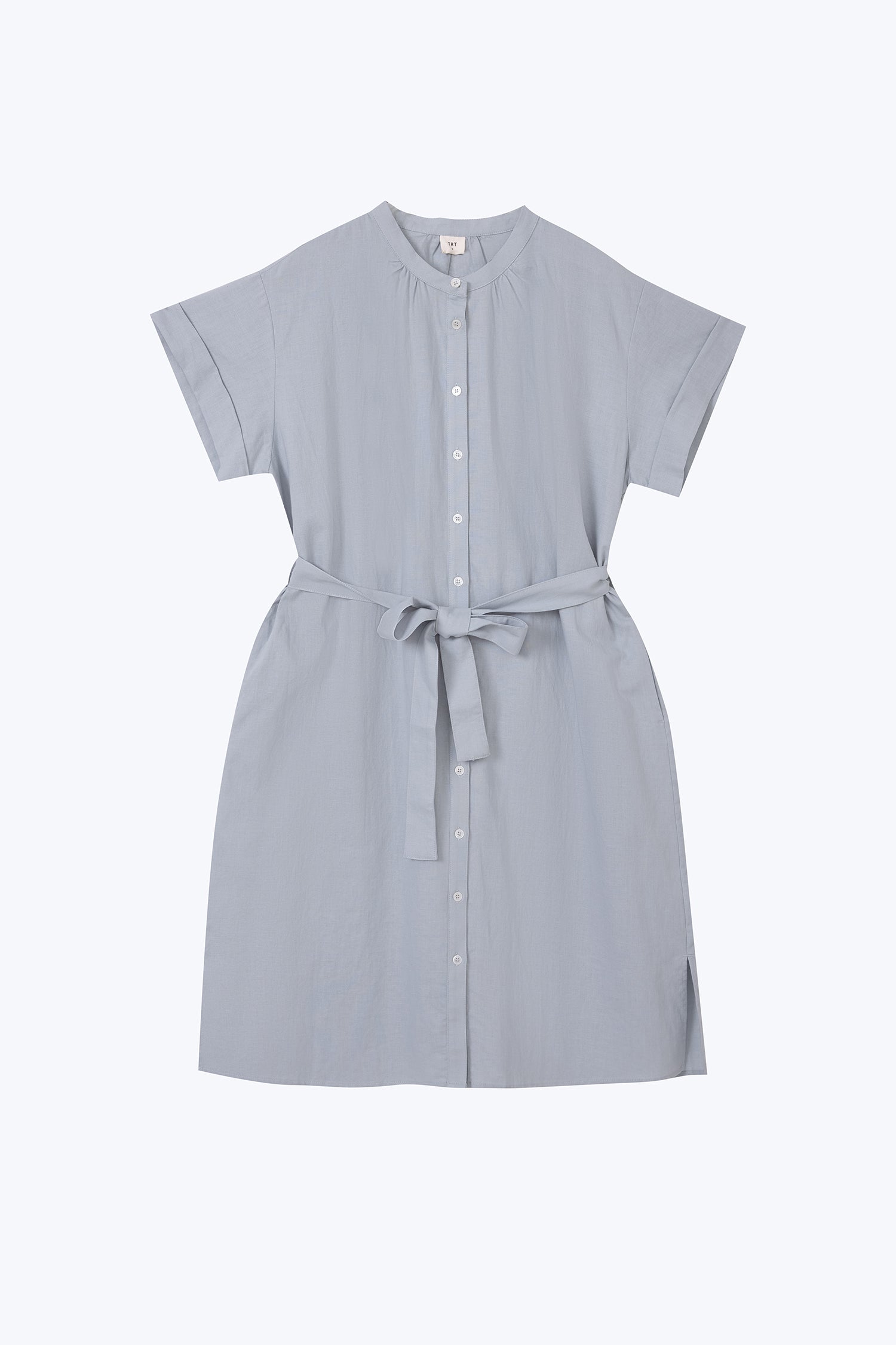 Mandarin Collar Dress - Dusty Blue