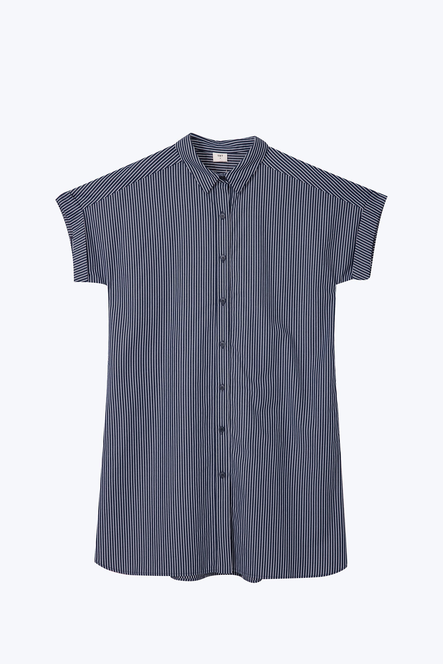 Striped Button Up Dress - Stripes Navy