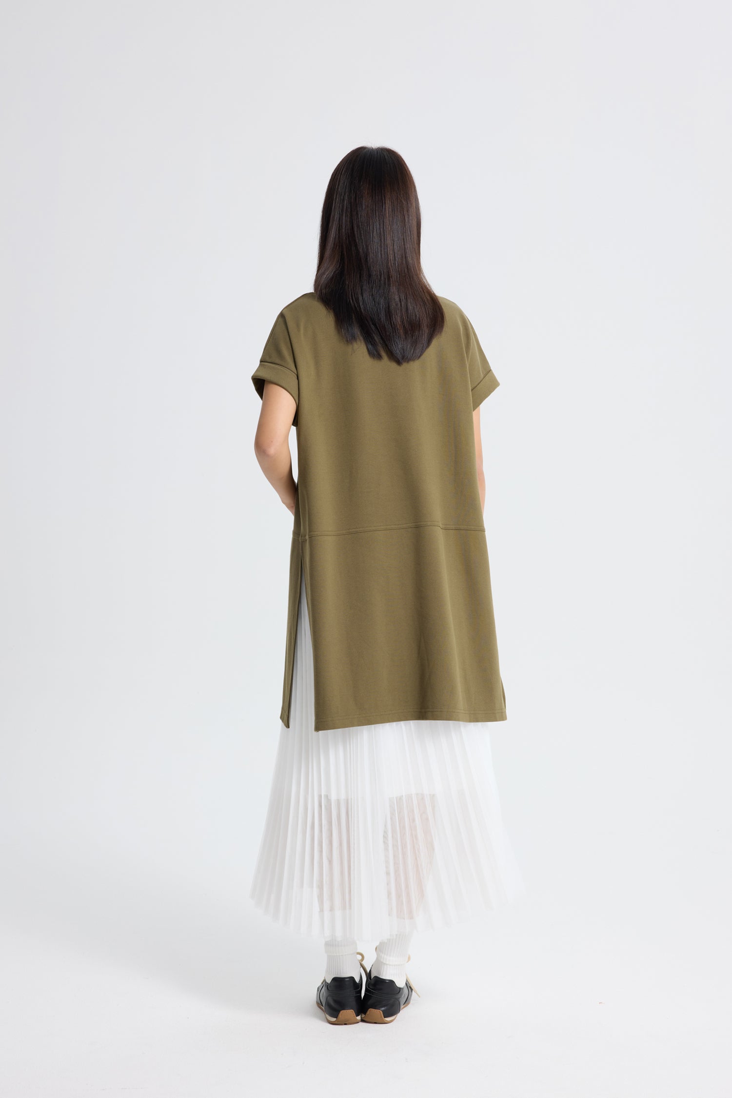 High Slit Tunic Tee - Army Green
