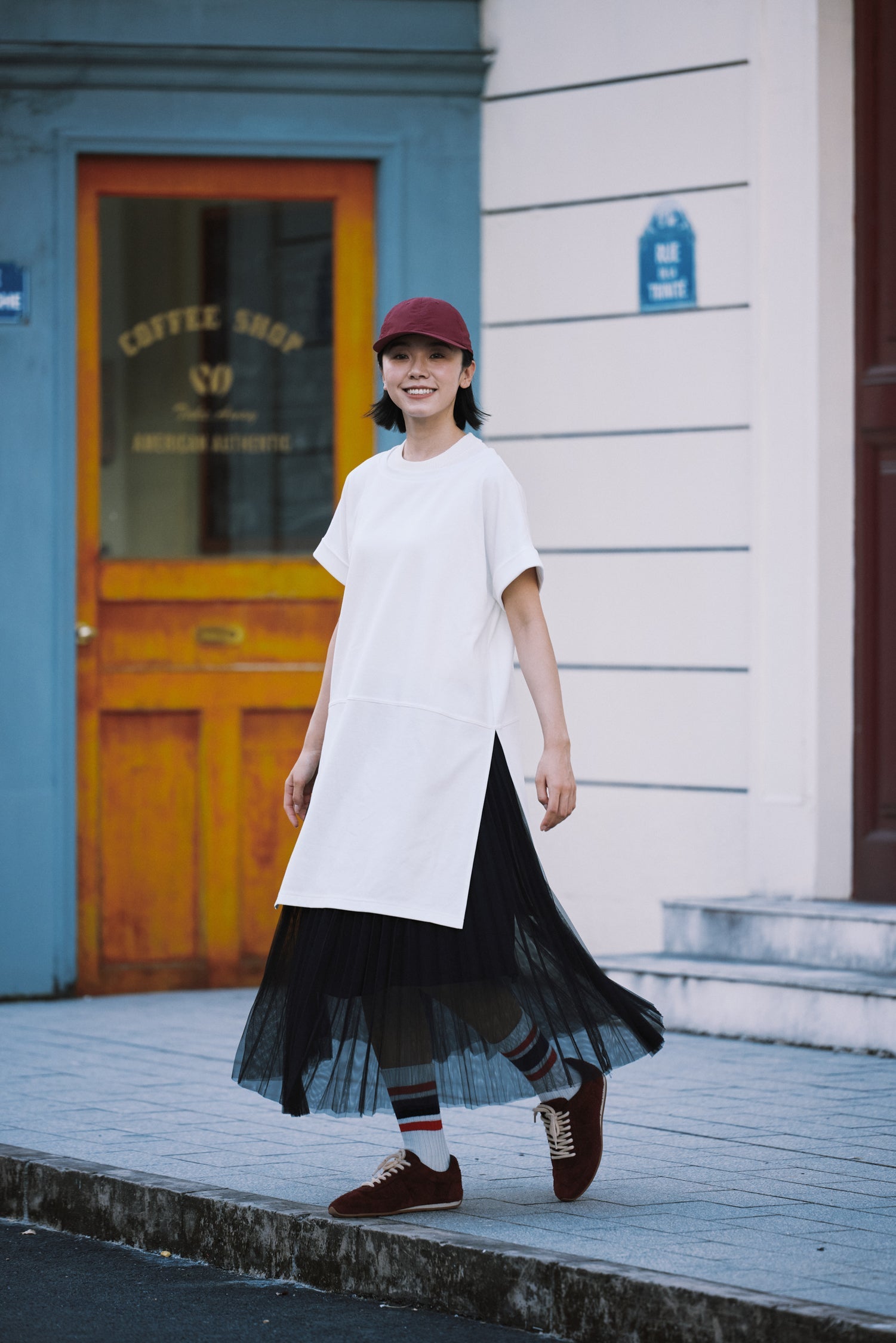 High Slit Tunic Tee - Cream