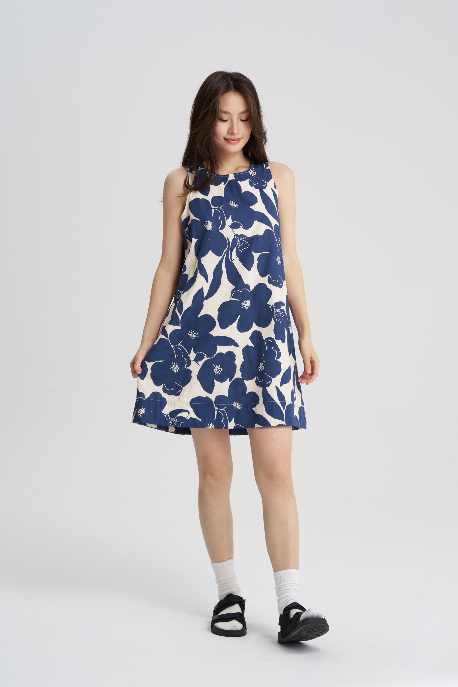 Floral Sleeveless Dress - Floral Blue