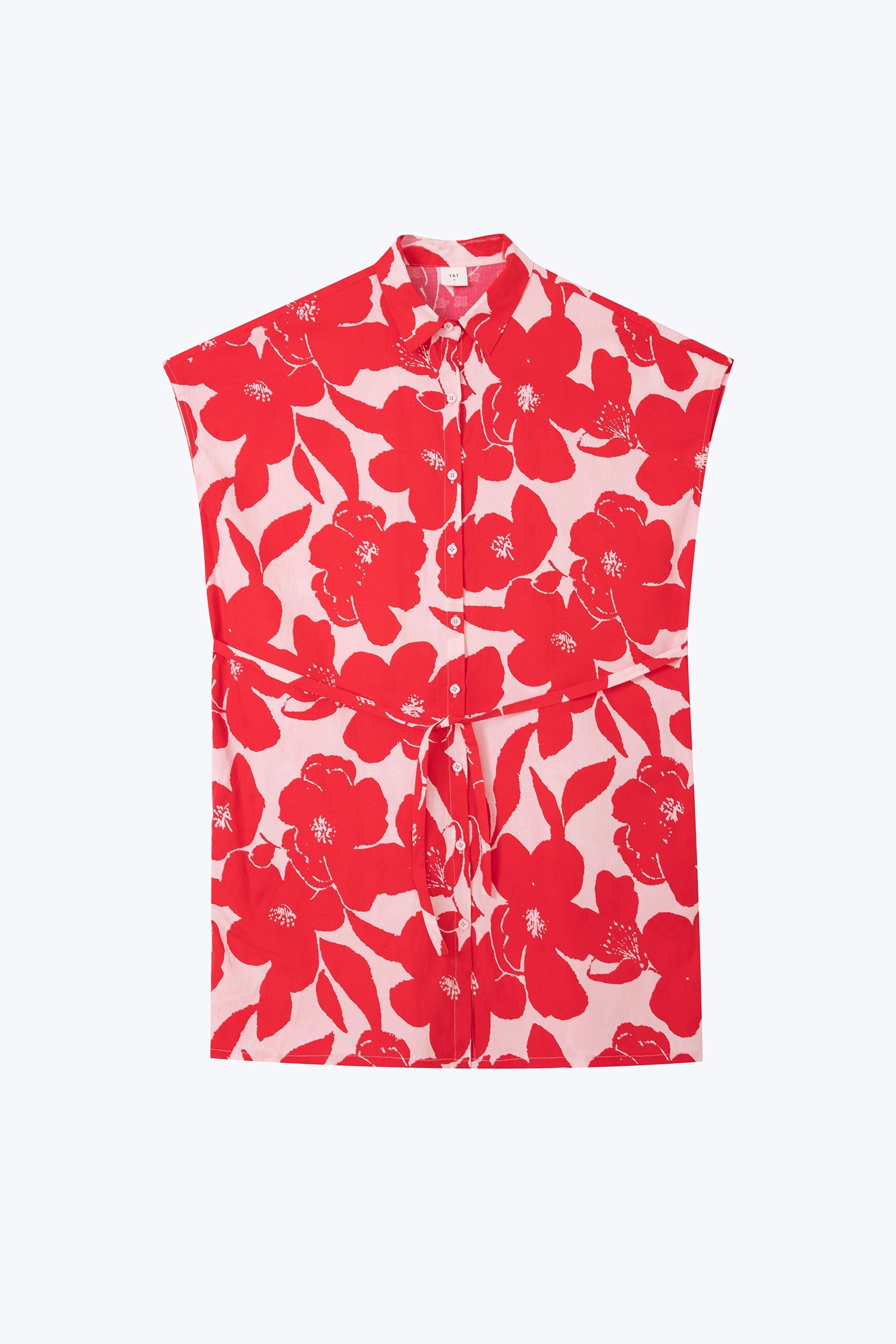 Floral Button Front Dress - Floral Red