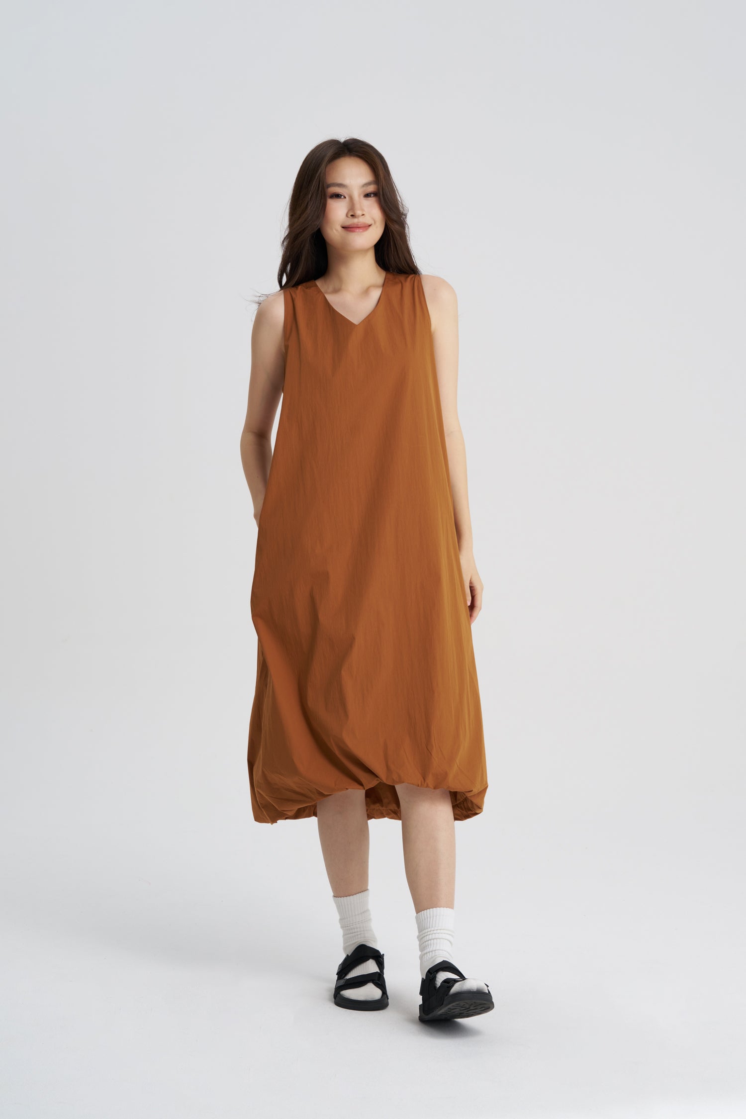 V-Neck Cloud Dress - Cinnamon