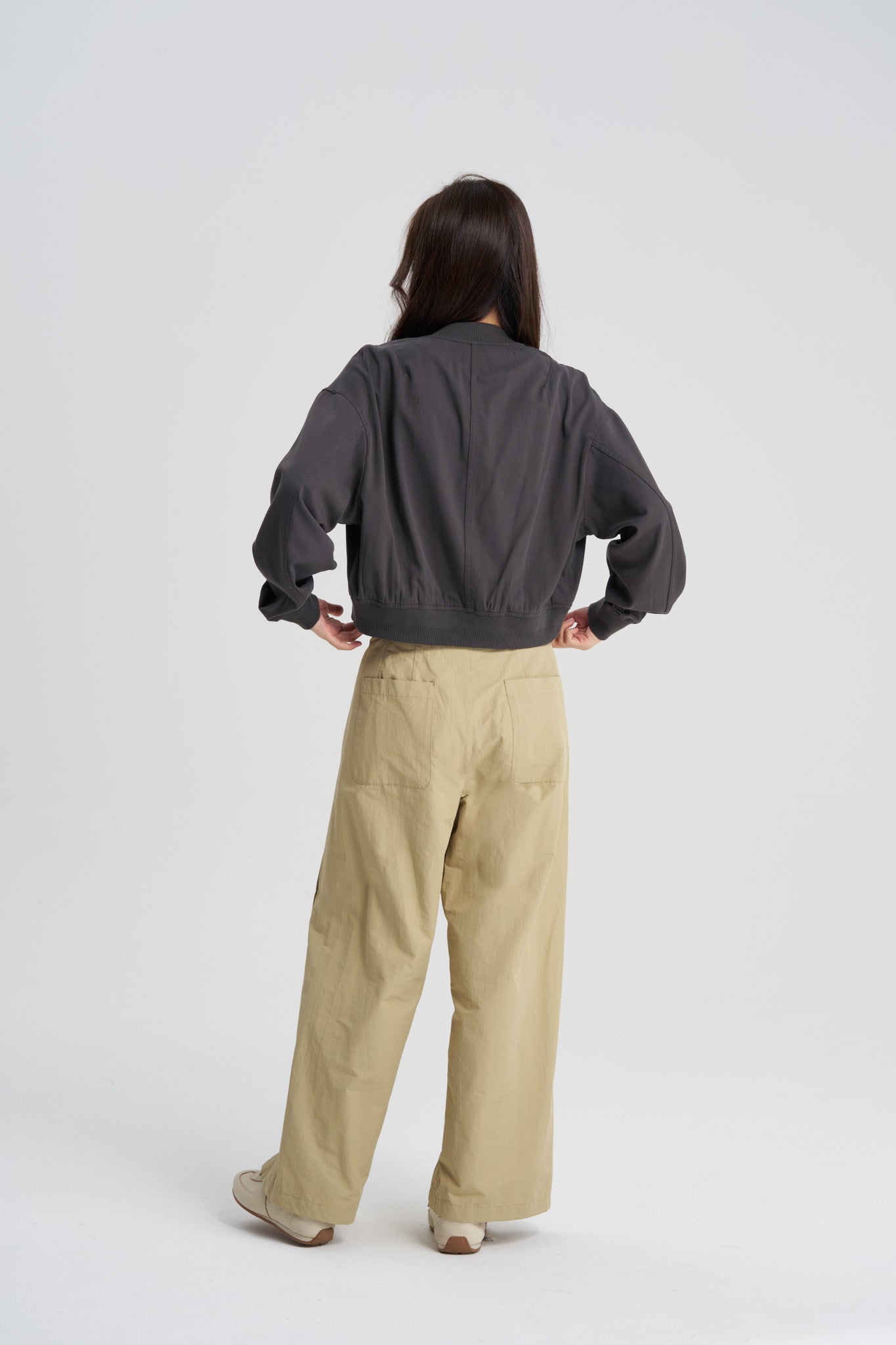 Cropped Cargo Jacket - Charcoal