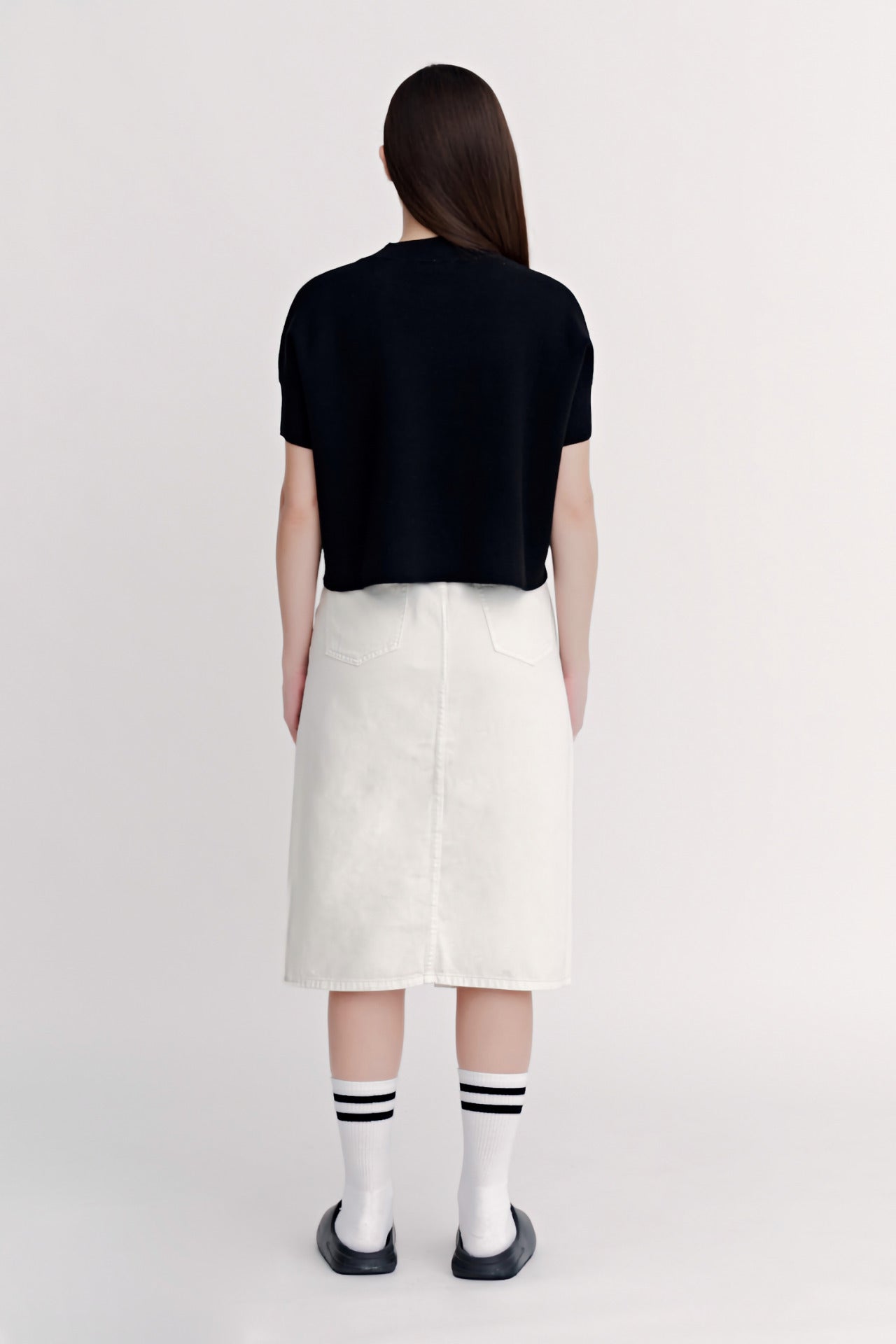 Wide Cut Knit Top - Black