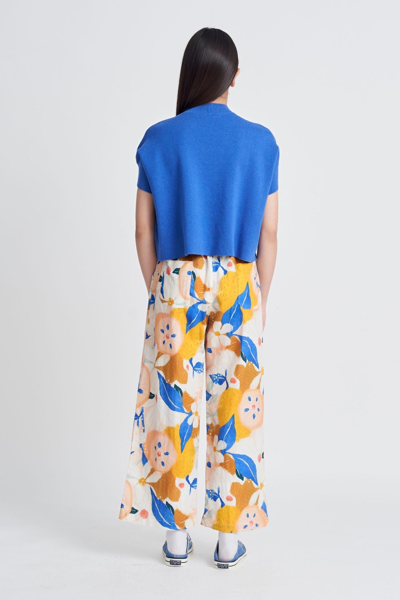 Wide Cut Knit Top - Cobalt