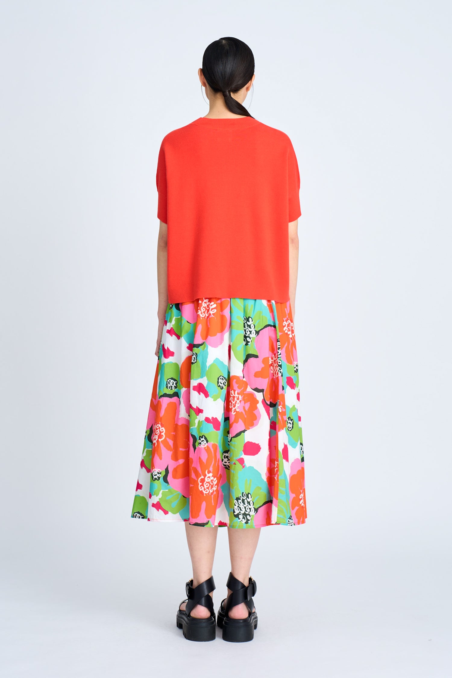 Wide Cut Knit Top - Vermillion