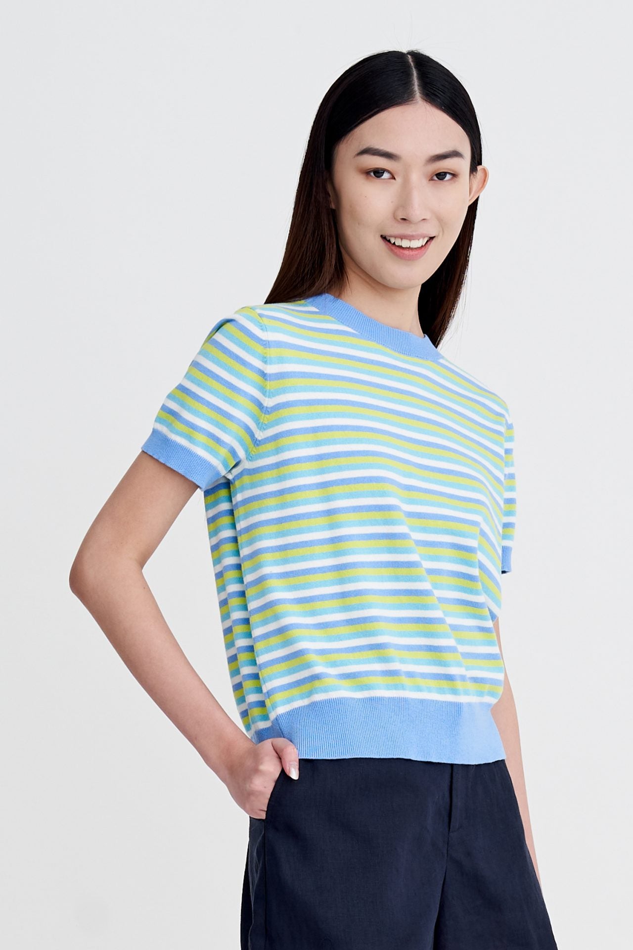 Knitted Striped Top - Sky Stripes