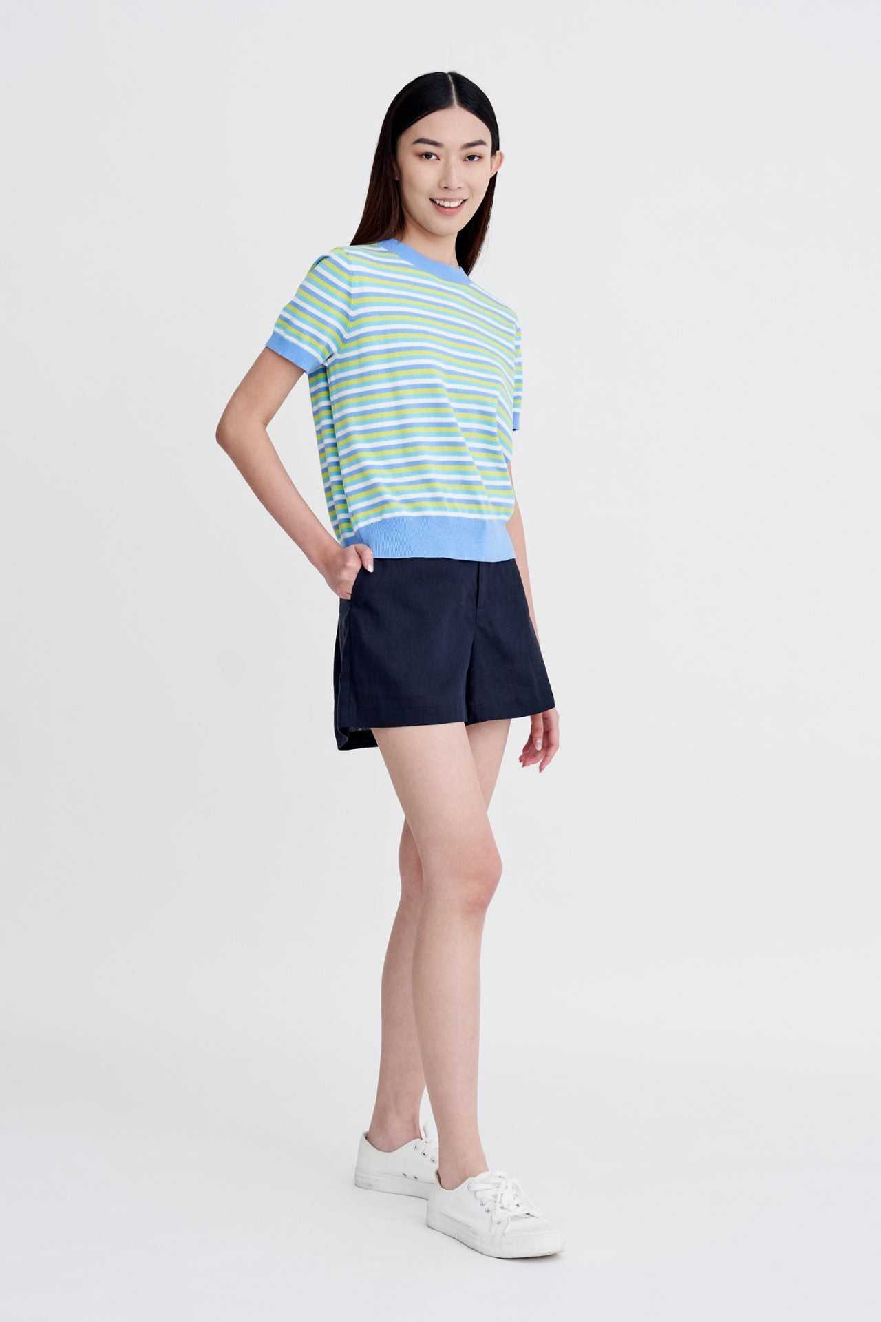 Knitted Striped Top - Sky Stripes
