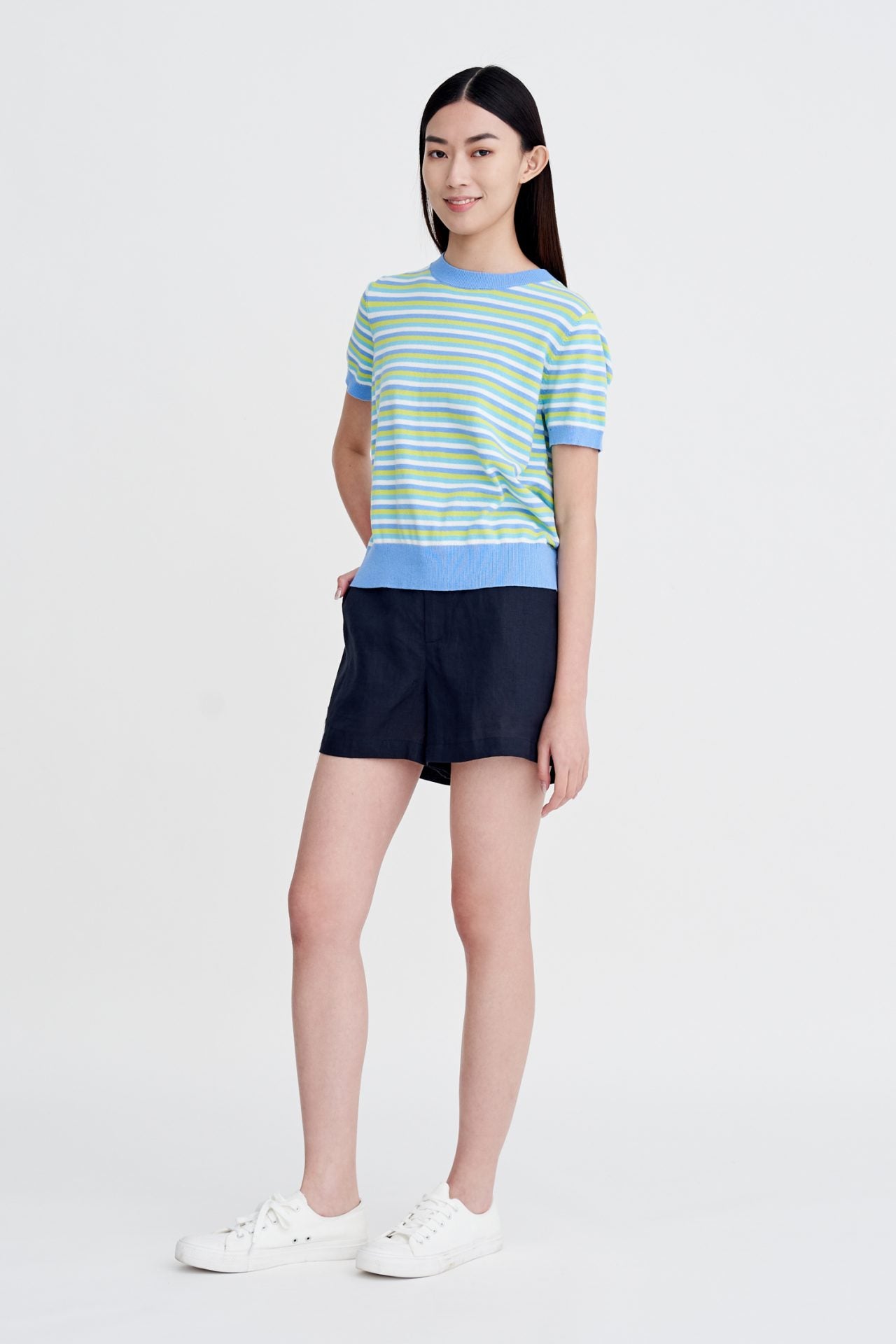 Knitted Striped Top - Sky Stripes
