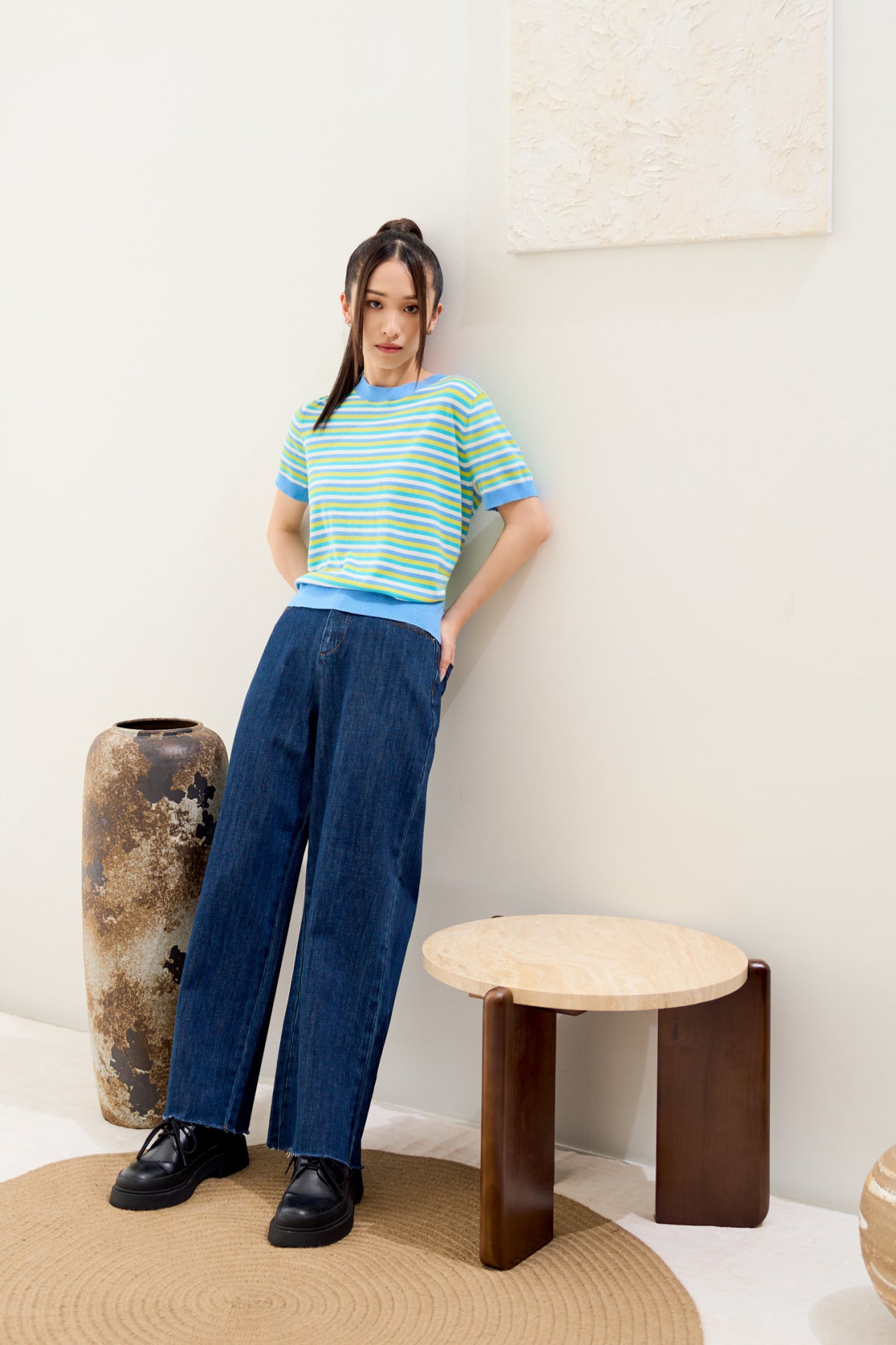 Knitted Striped Top - Sky Stripes