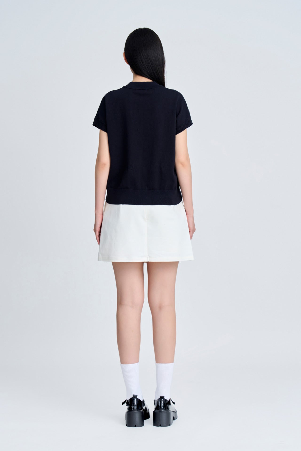 Knitted Cap Sleeve Top - Navy