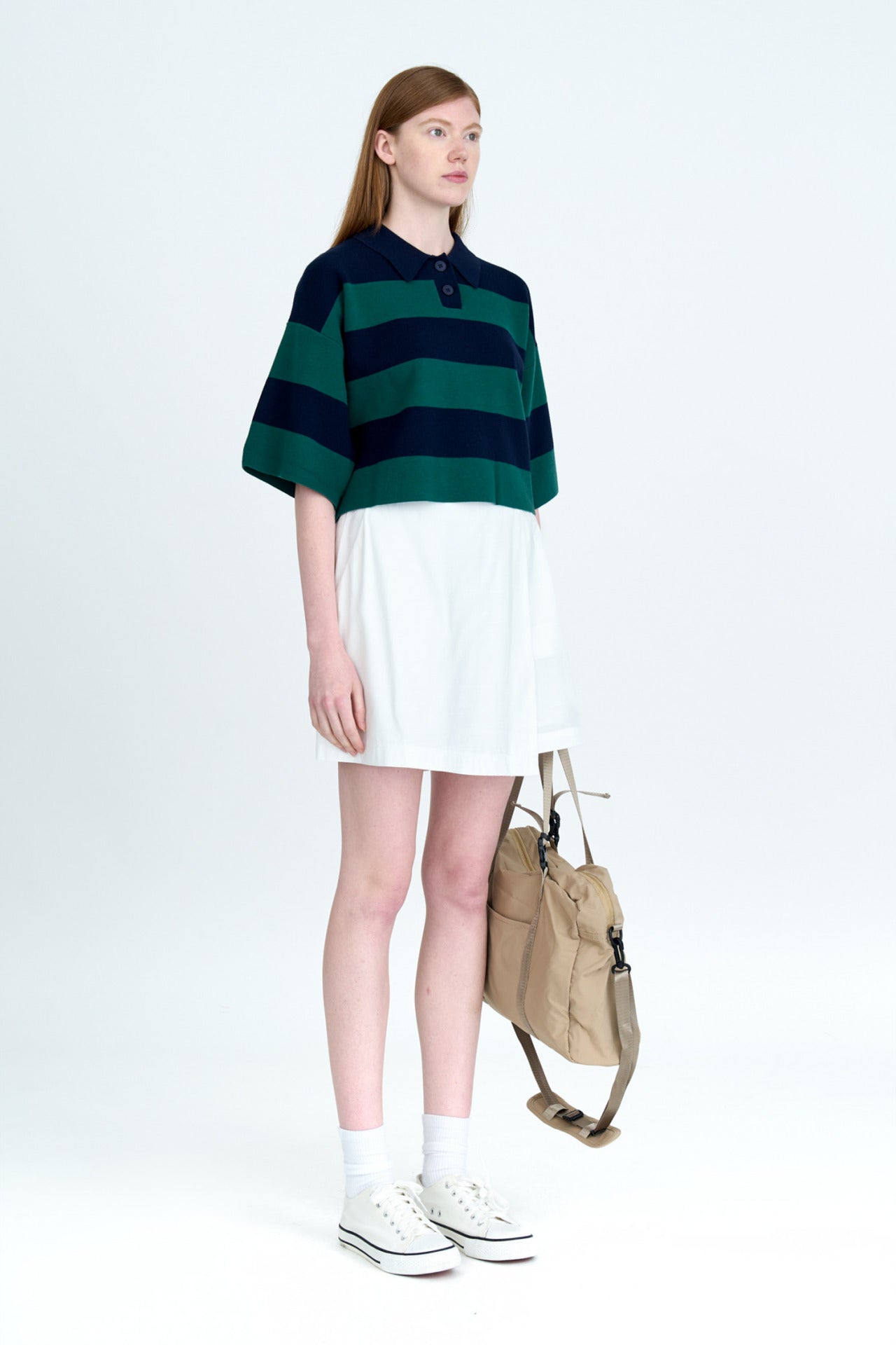Knitted Striped Rugby Sweater - Striped Forest