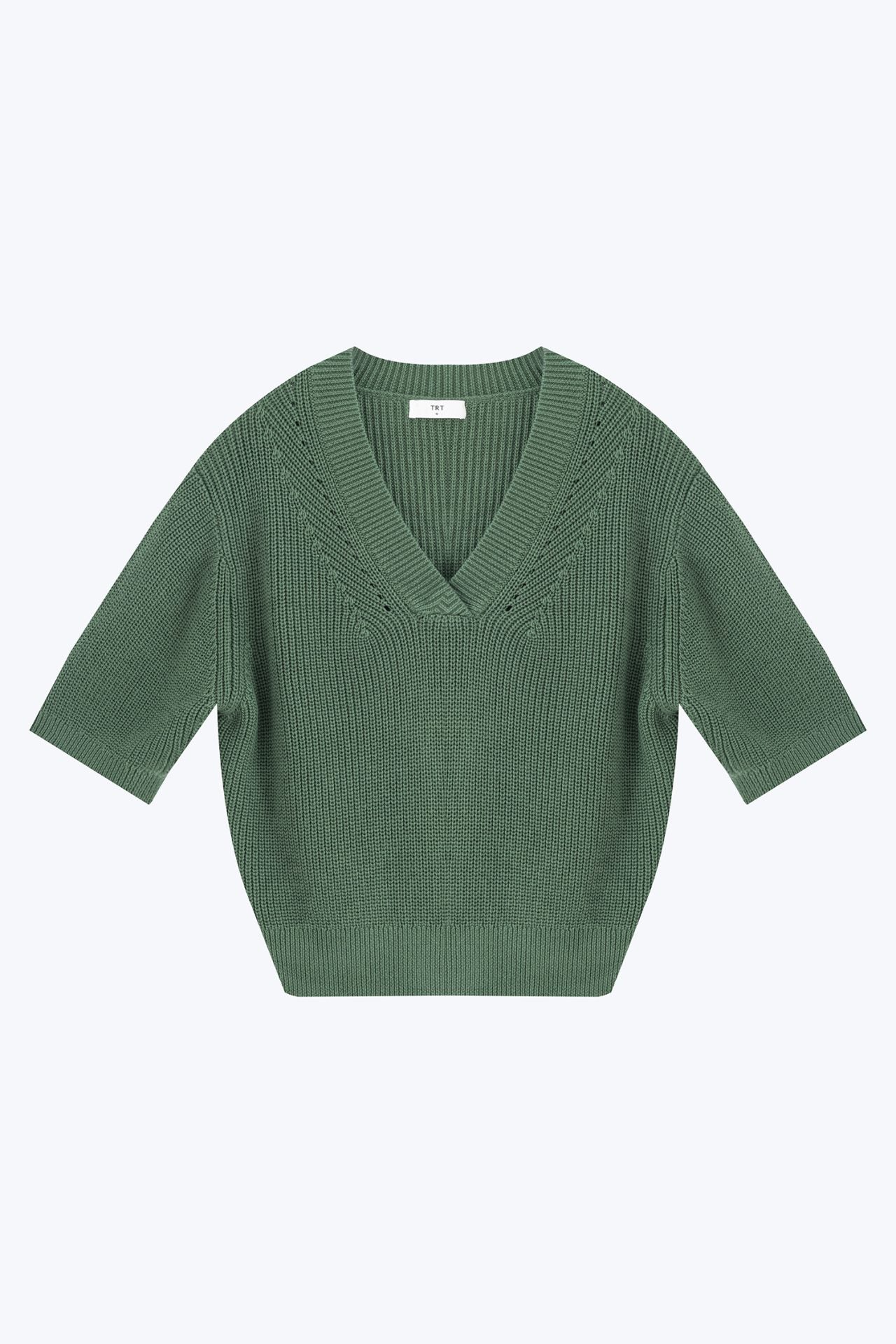 Knitted V-Neck Top - Hunter Green