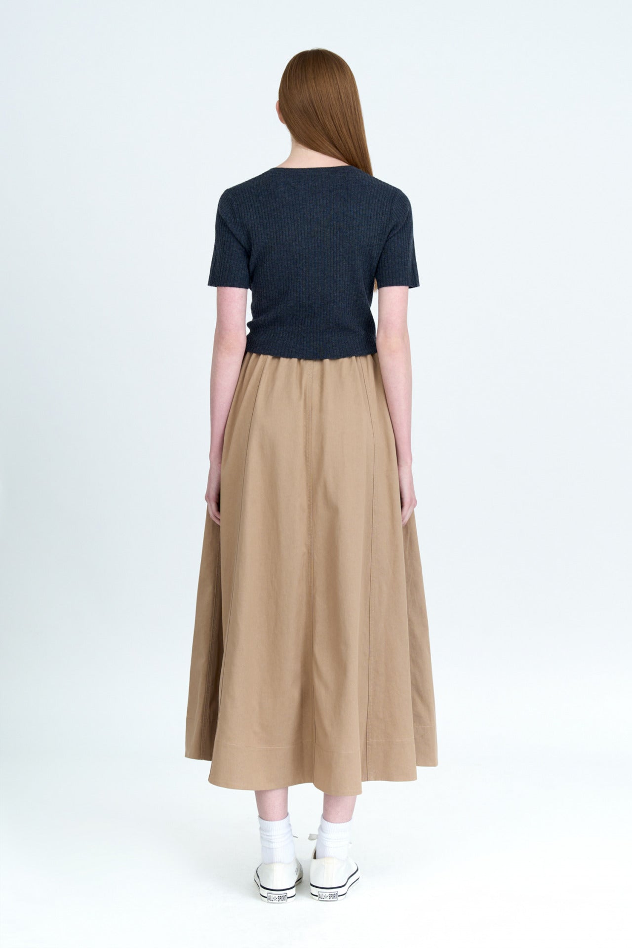 Knitted Button Front Top - Charcoal