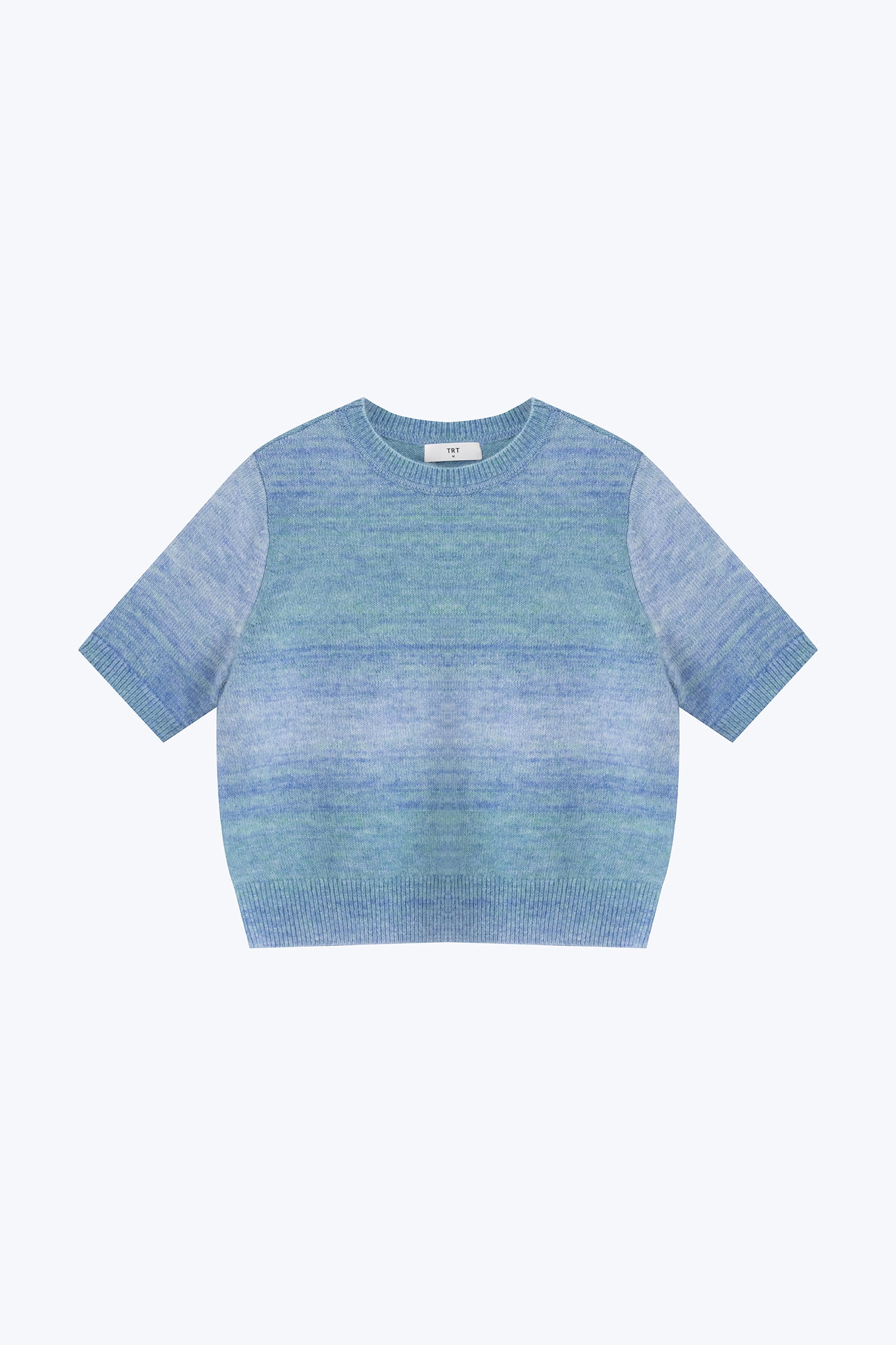 Knitted Gradient Short Sleeve Top - Aqua