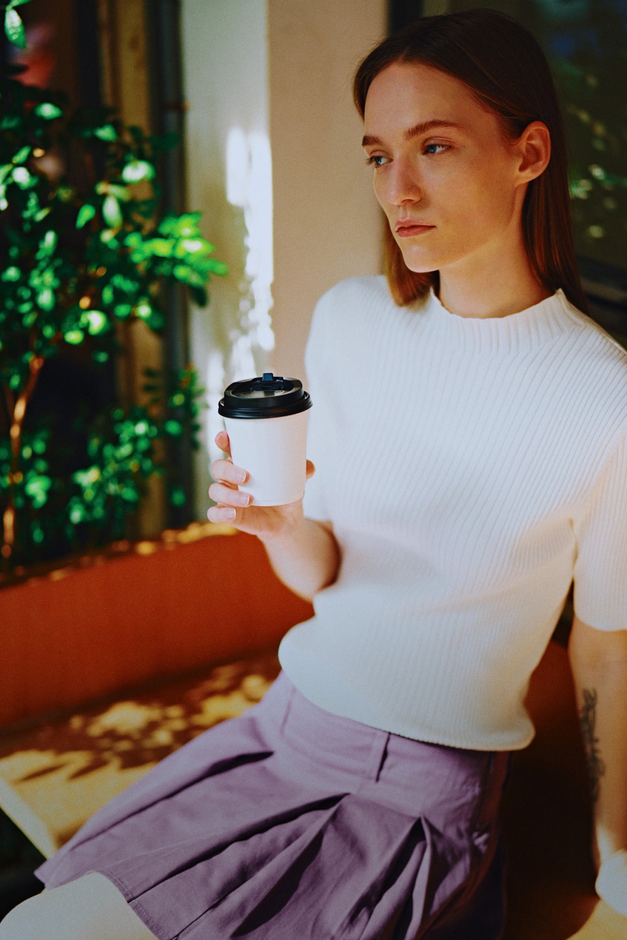 Knitted Ribbed Top - Cream