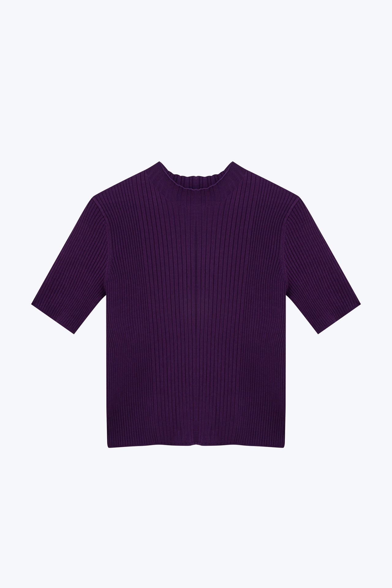 Knitted Ribbed Top - Eggplant