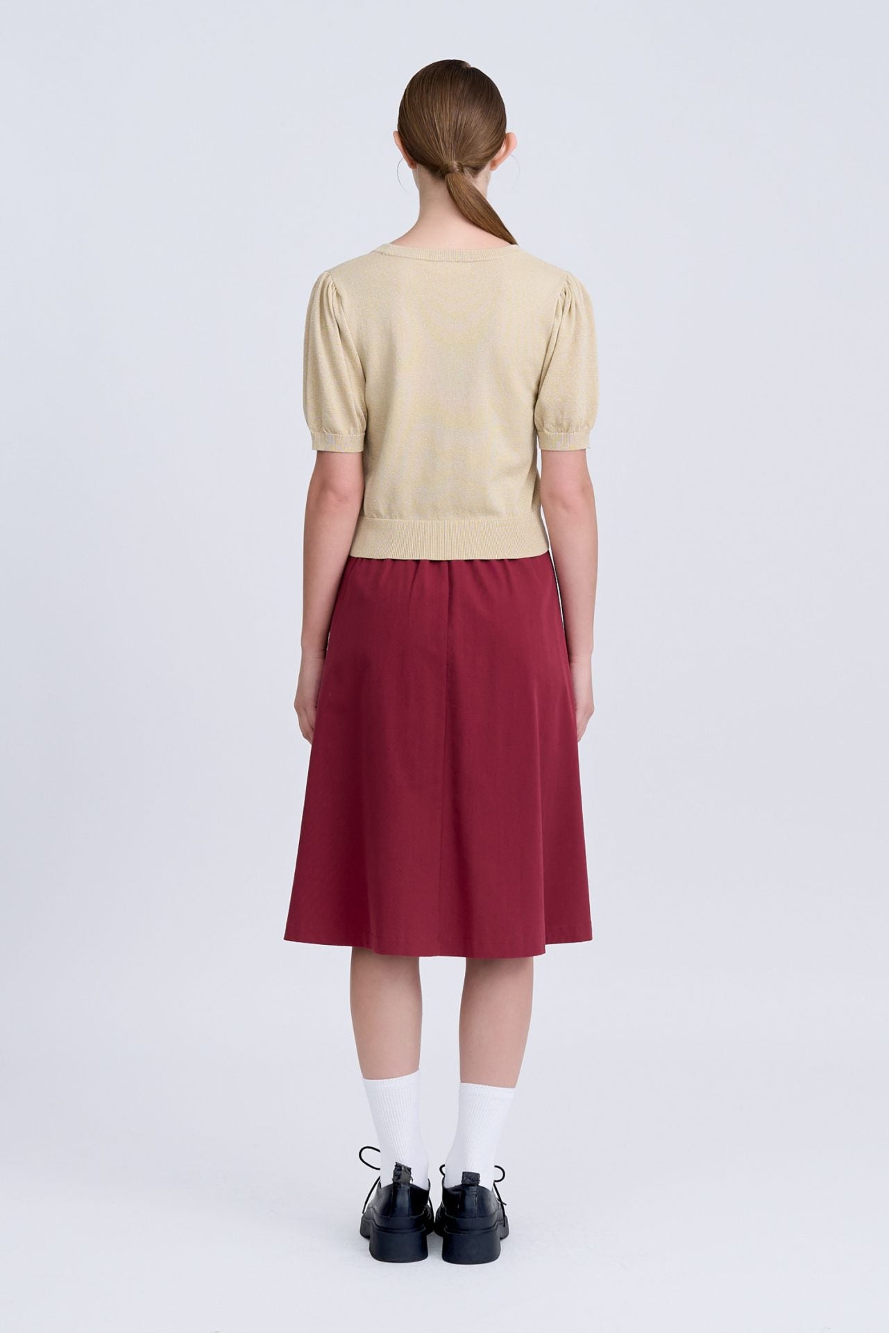 Knitted Puff Sleeve Shimmer Top - Shimmer Gold