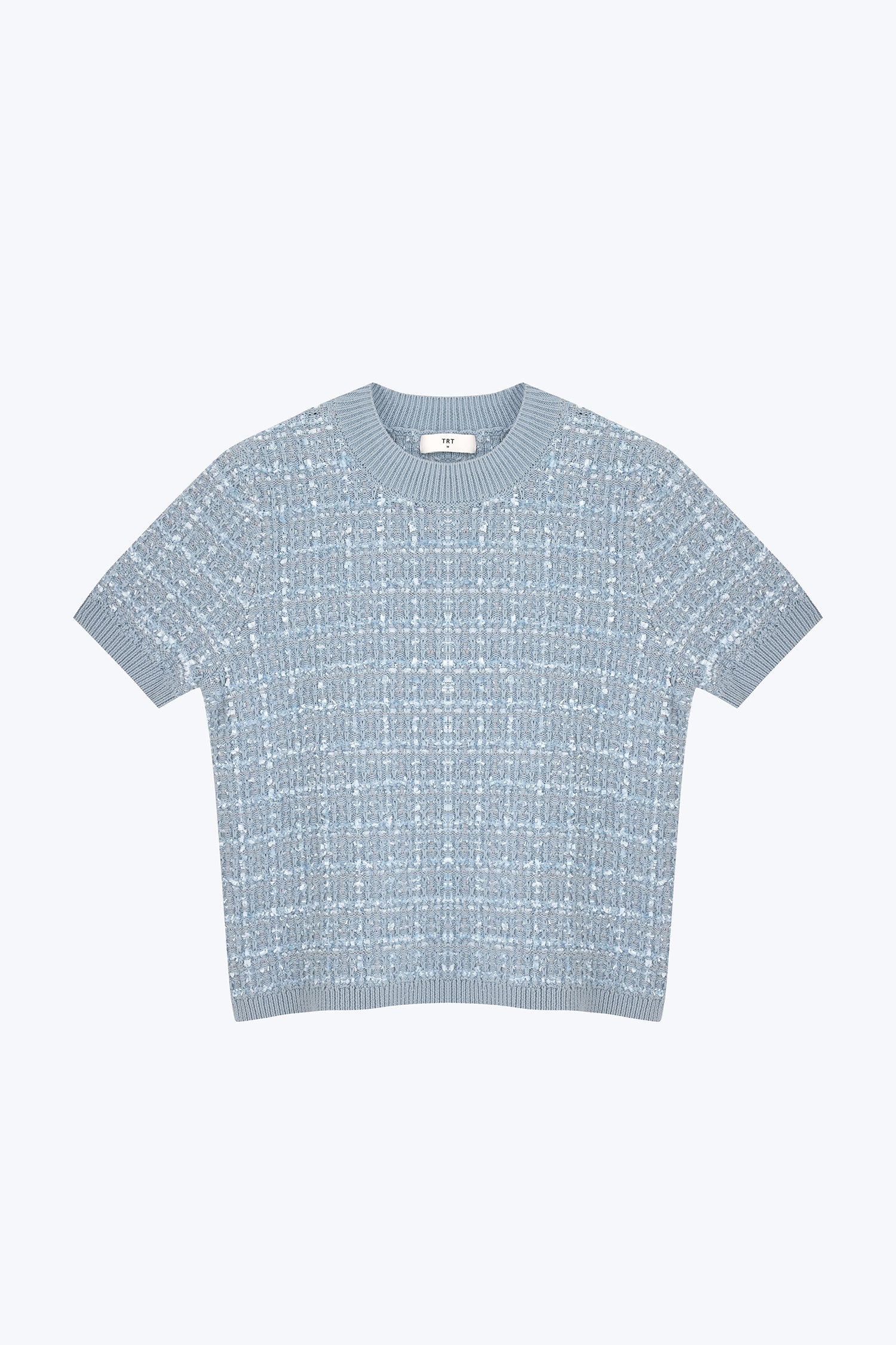 Knitted Tweed Top - Dusty Blue