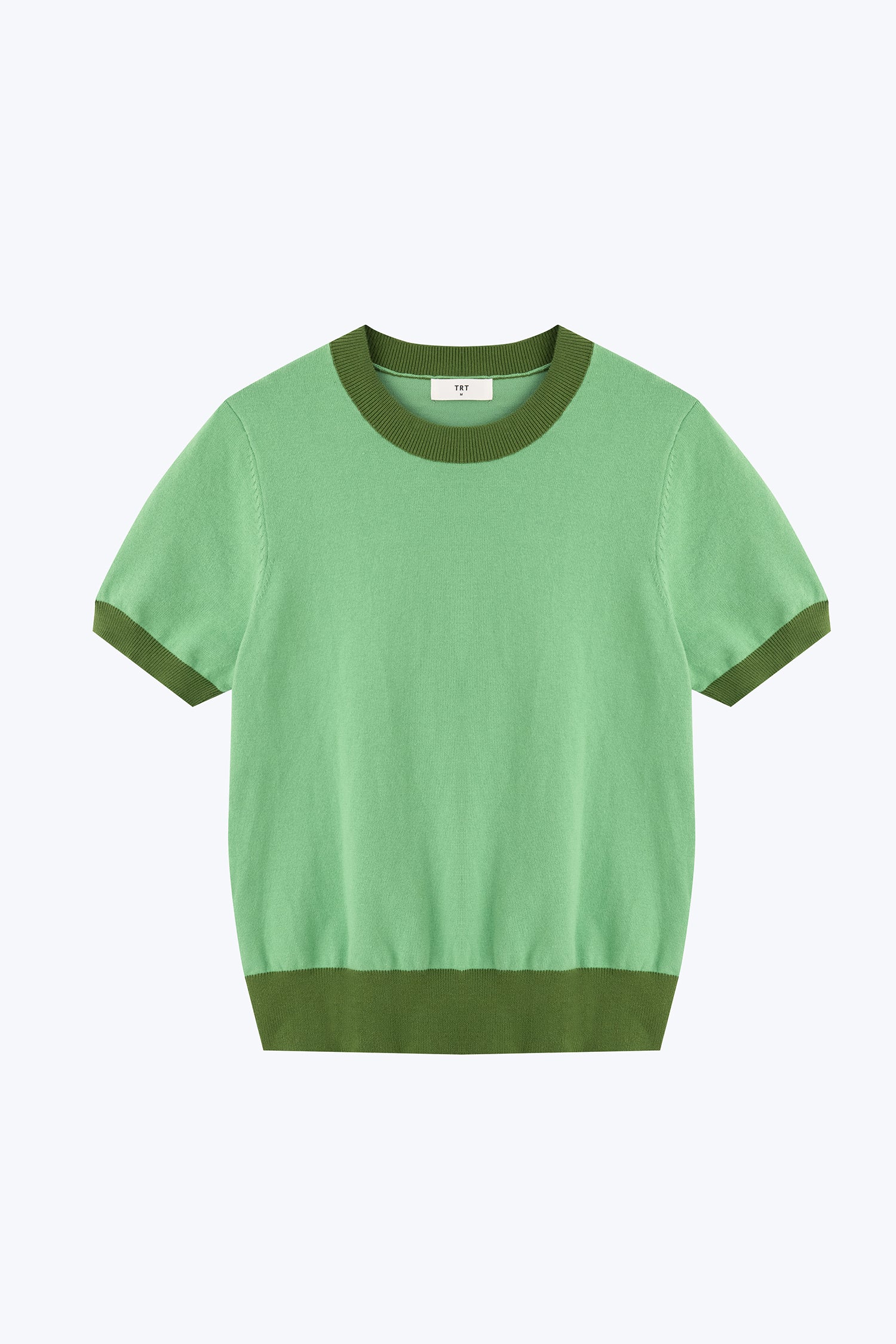 Knitted Contrast Collar Top - Clover Green