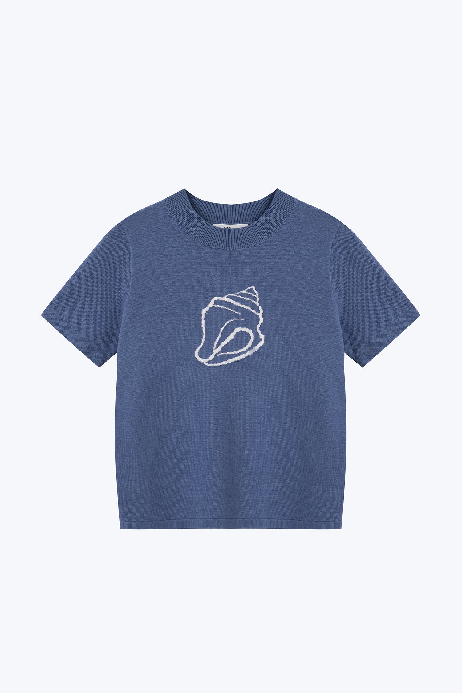 Knitted Seashell Top - Denim Blue