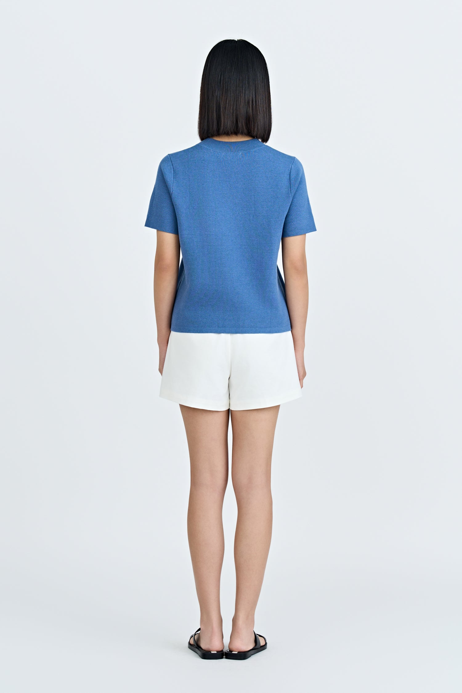 Knitted Seashell Top - Denim Blue