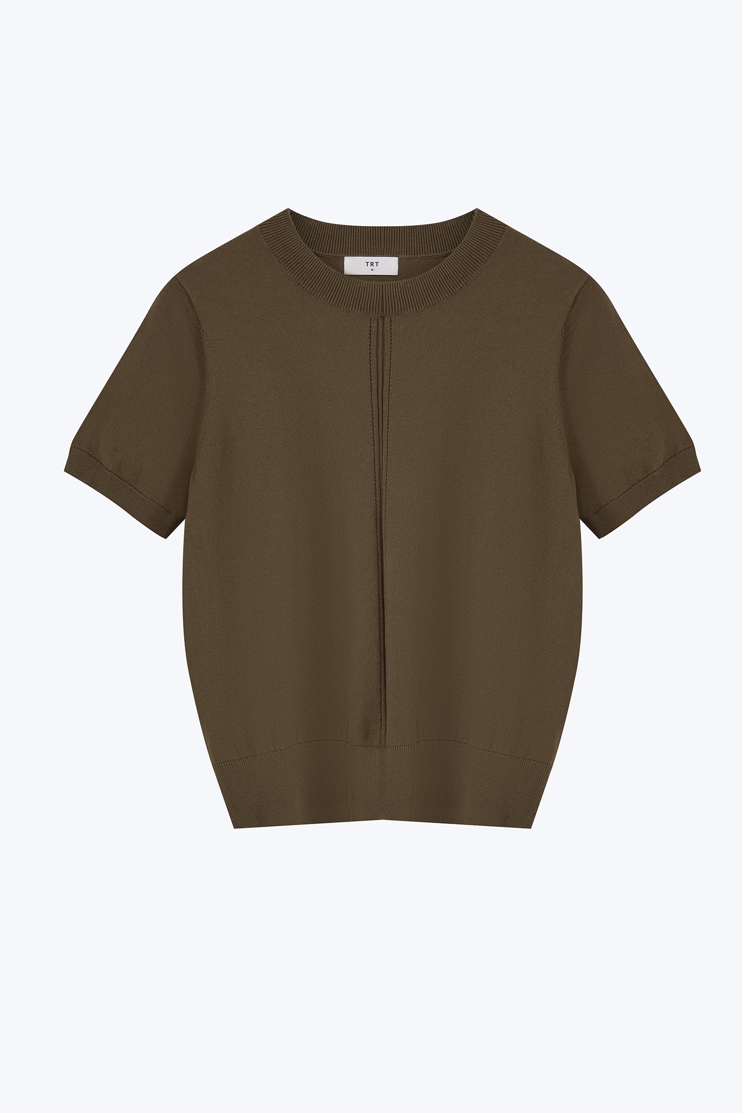 Knitted Short Sleeve Top - Army Green