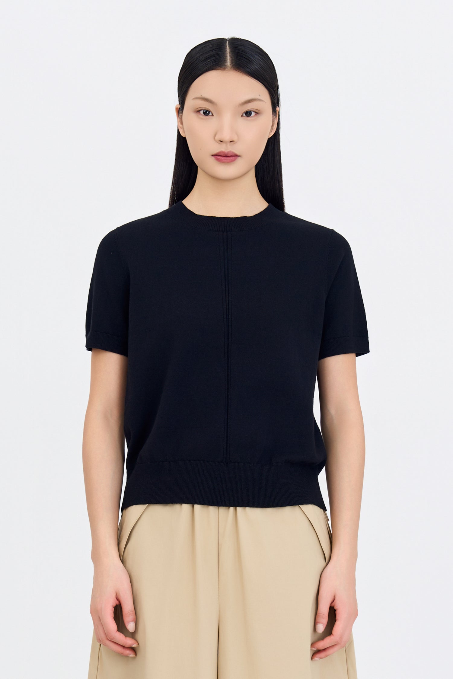 Knitted Short Sleeve Top - Black – The Restyle Trait Malaysia