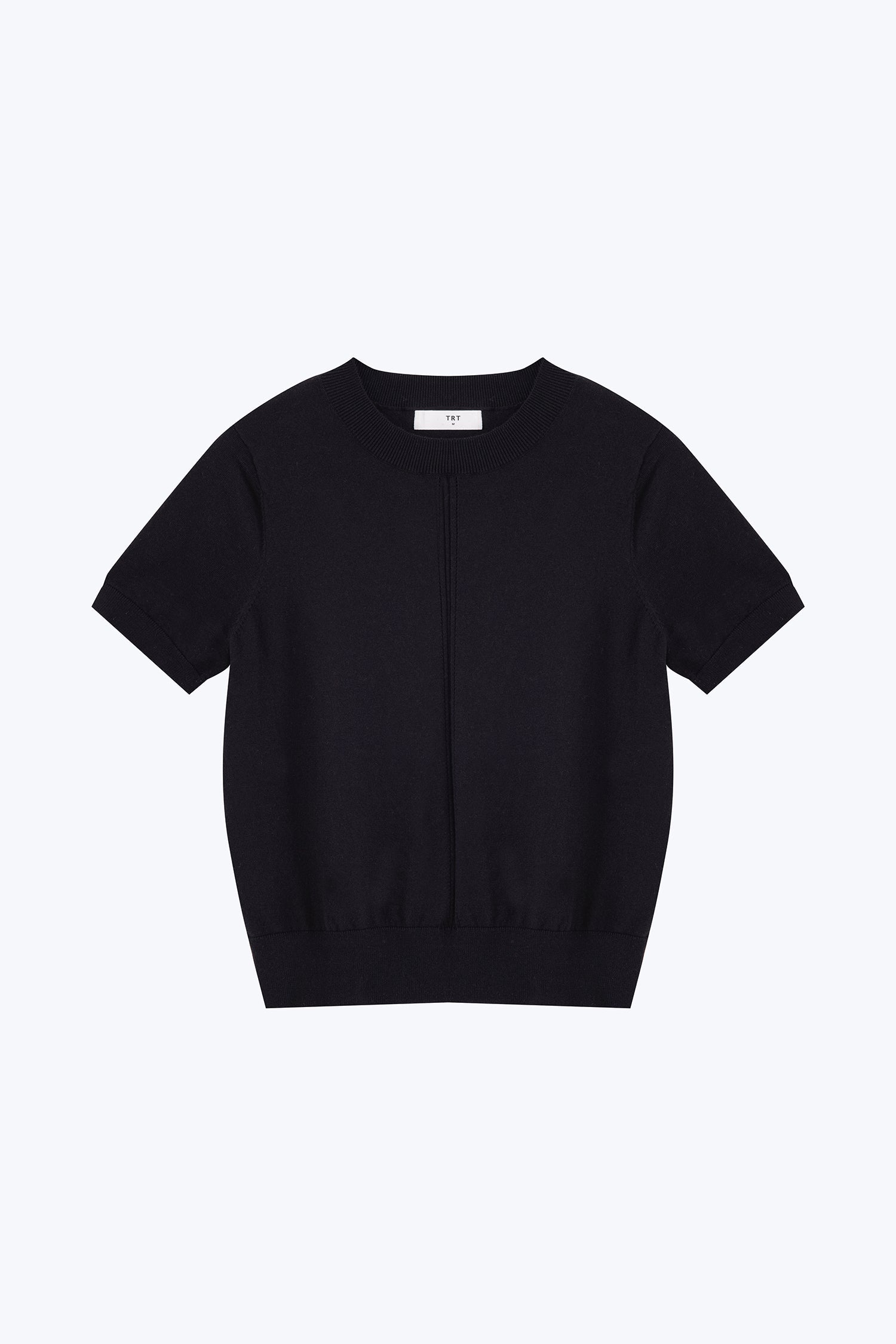 Knitted Short Sleeve Top - Black