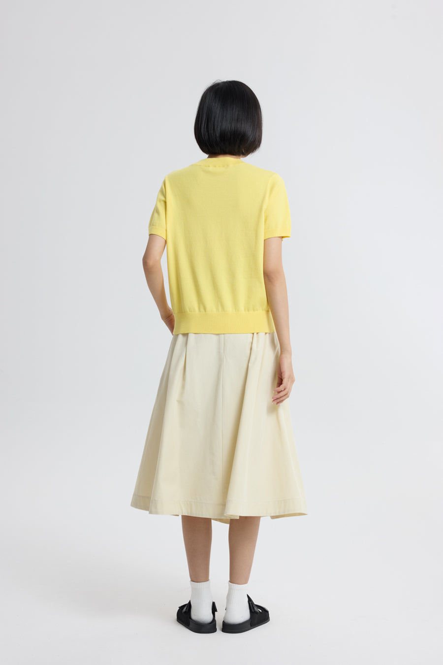 Knitted Short Sleeve Top - Canary