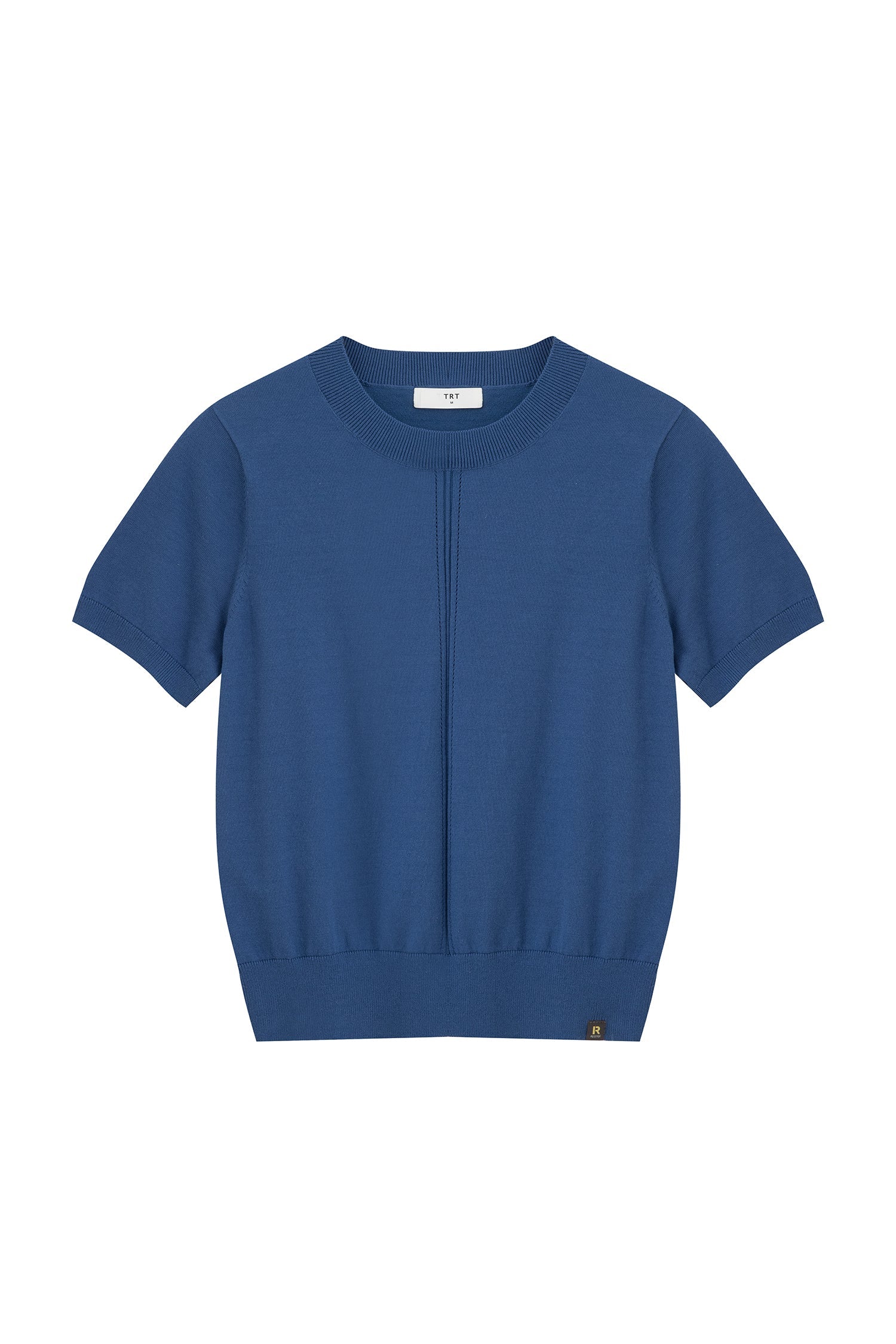 Knitted Short Sleeve Top - Denim Blue