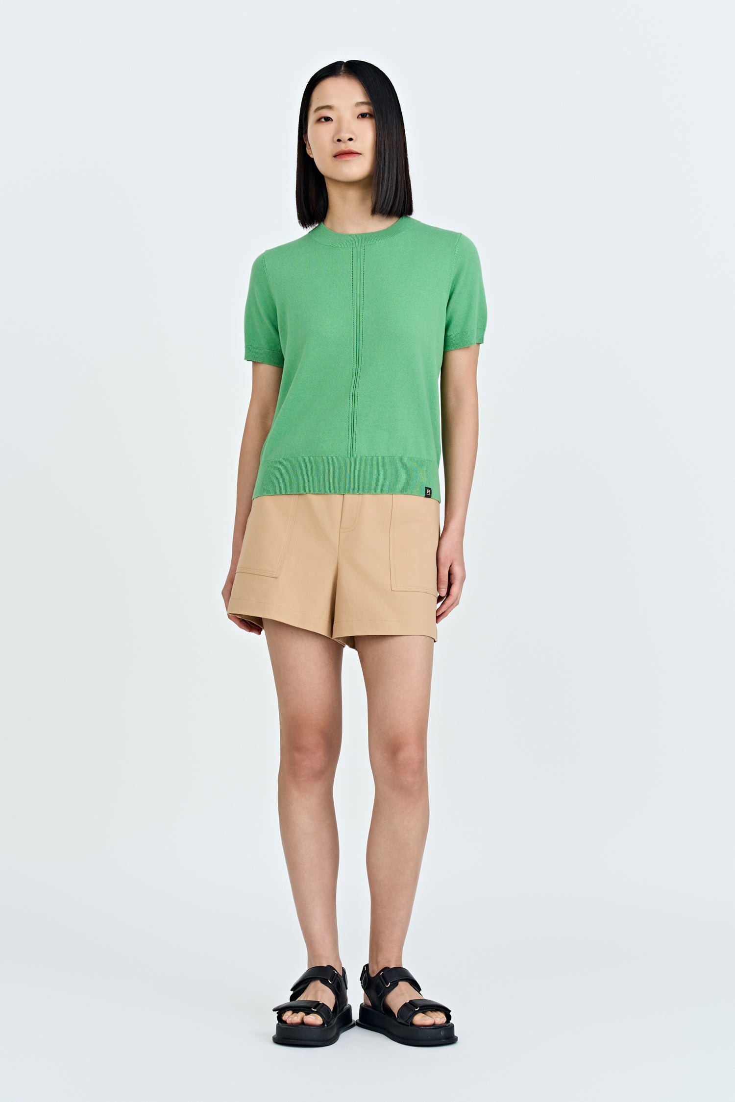 Knitted Short Sleeve Top - Pistachio